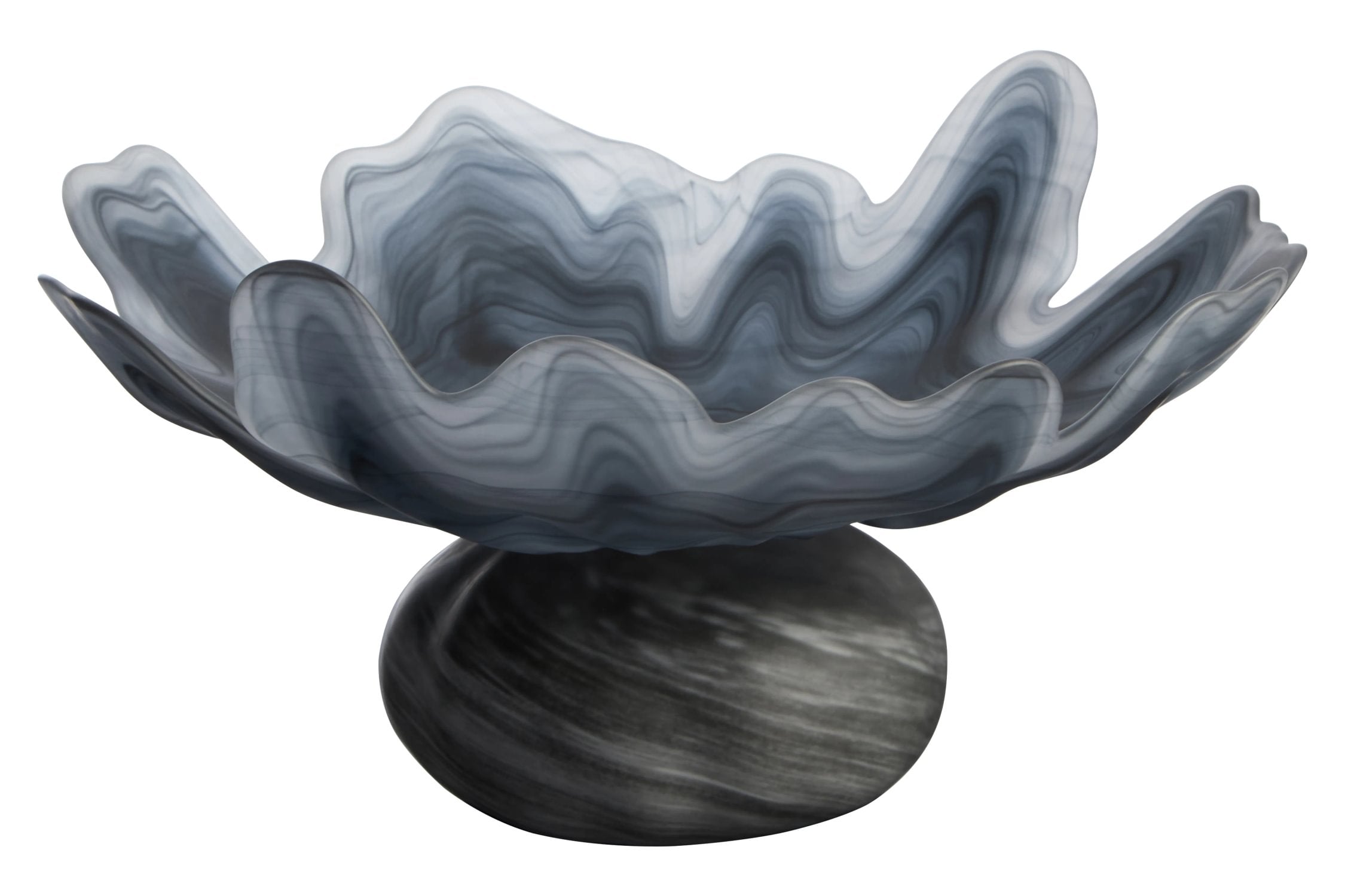 Flume Grey Fluted Glass Pedestal Bowl