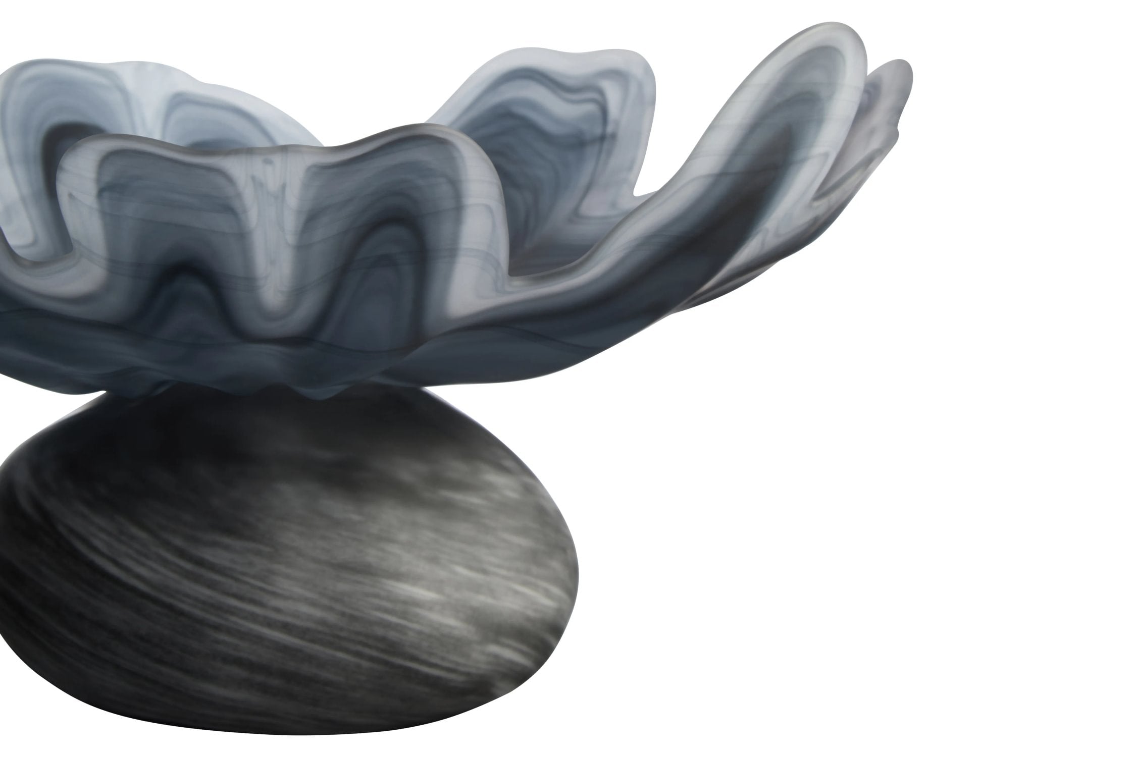 Flume Grey Fluted Glass Pedestal Bowl