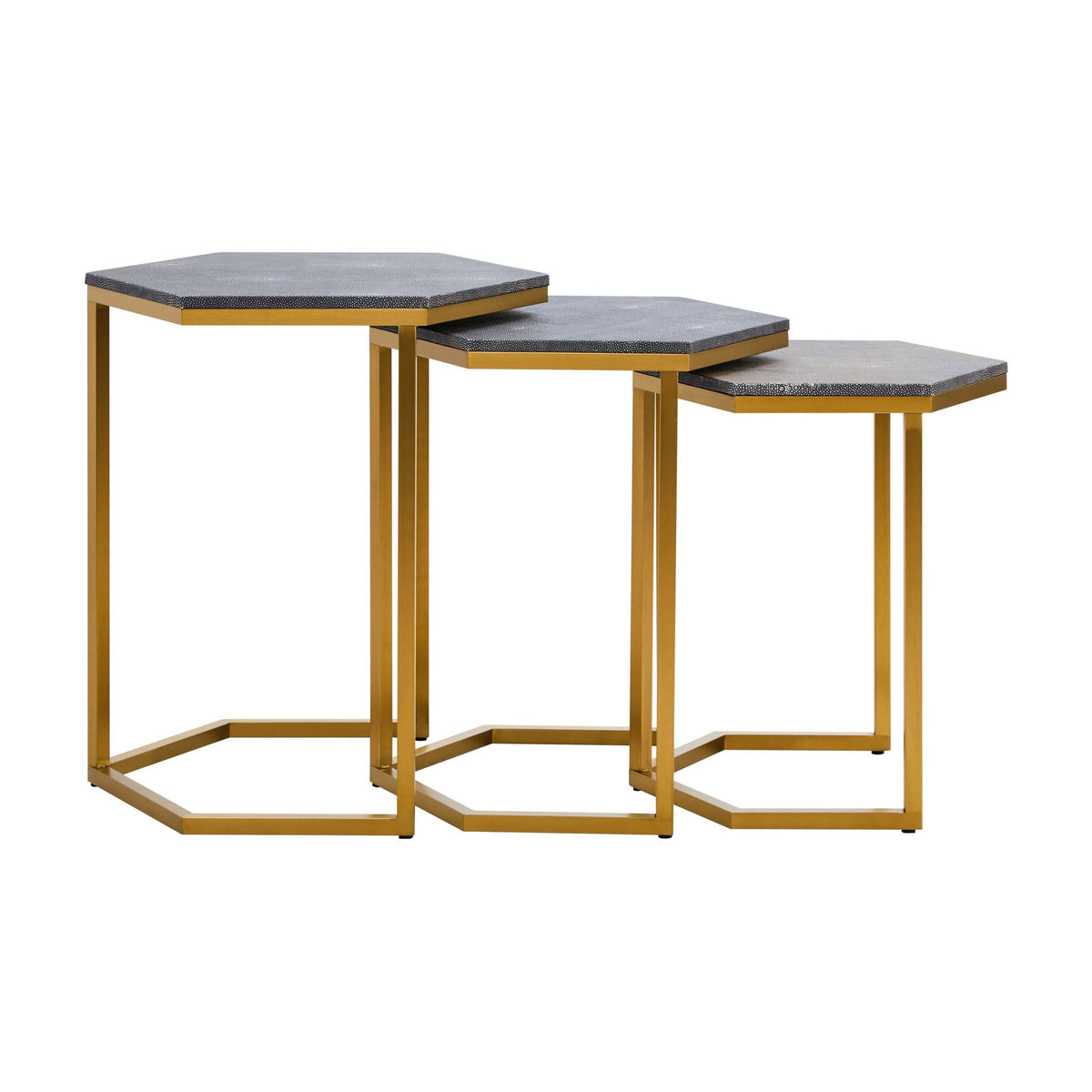 Set of 3 Belgravia Blue Hexagonal Nesting Tables