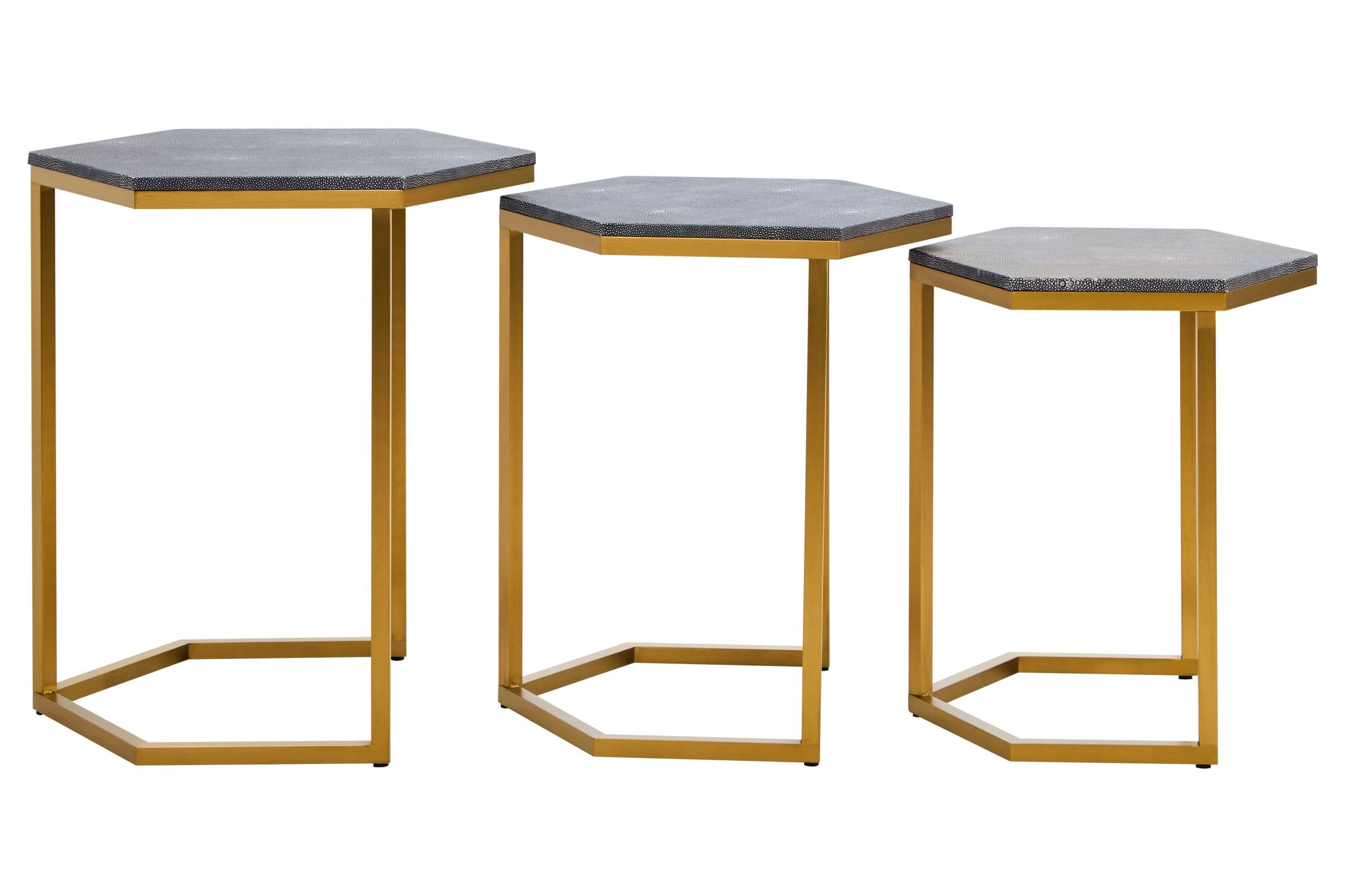 Set of 3 Belgravia Blue Hexagonal Nesting Tables