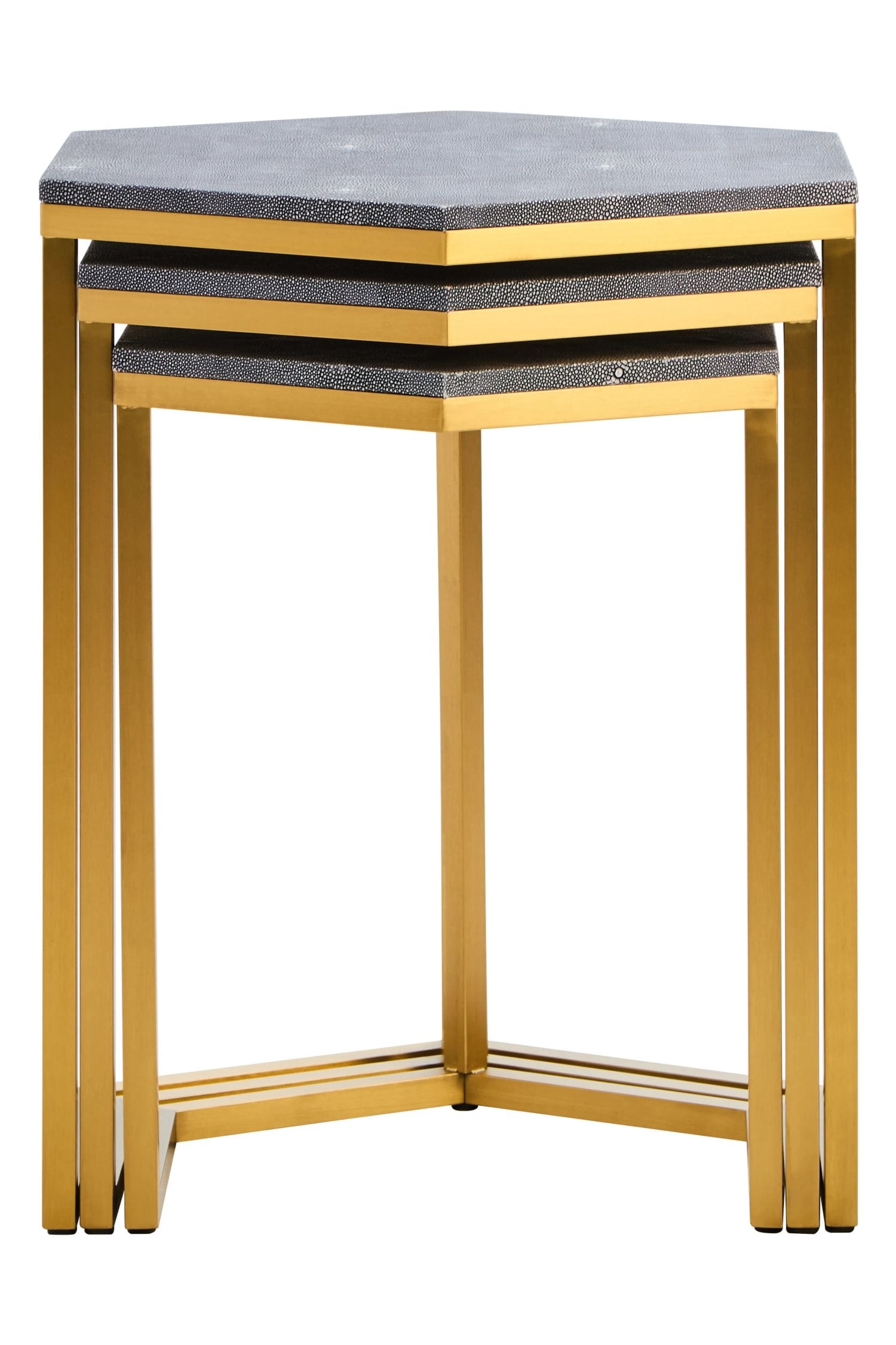 Set of 3 Belgravia Blue Hexagonal Nesting Tables