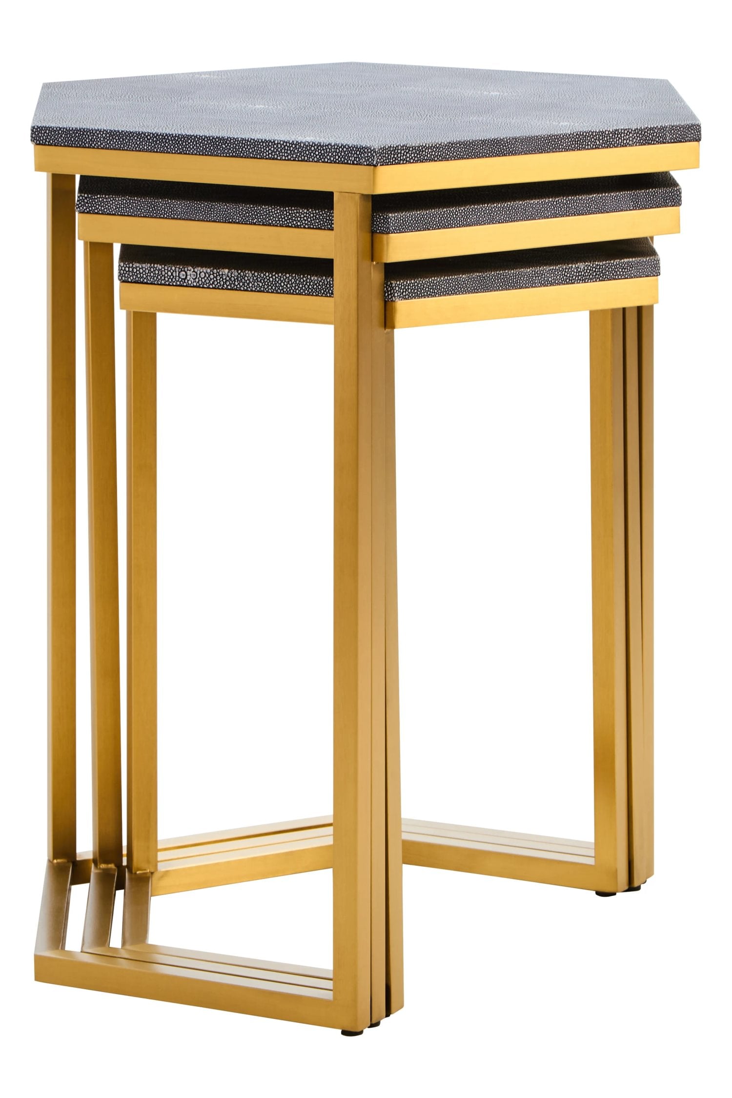 Set of 3 Belgravia Blue Hexagonal Nesting Tables
