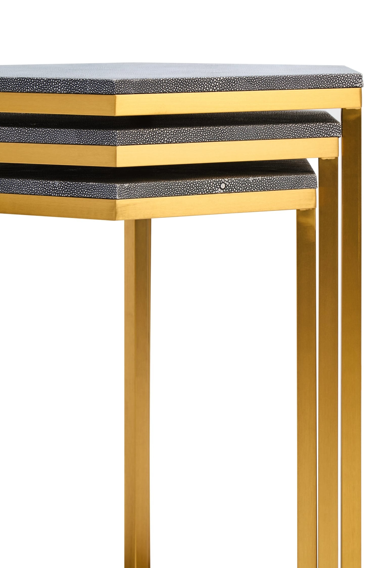 Set of 3 Belgravia Blue Hexagonal Nesting Tables
