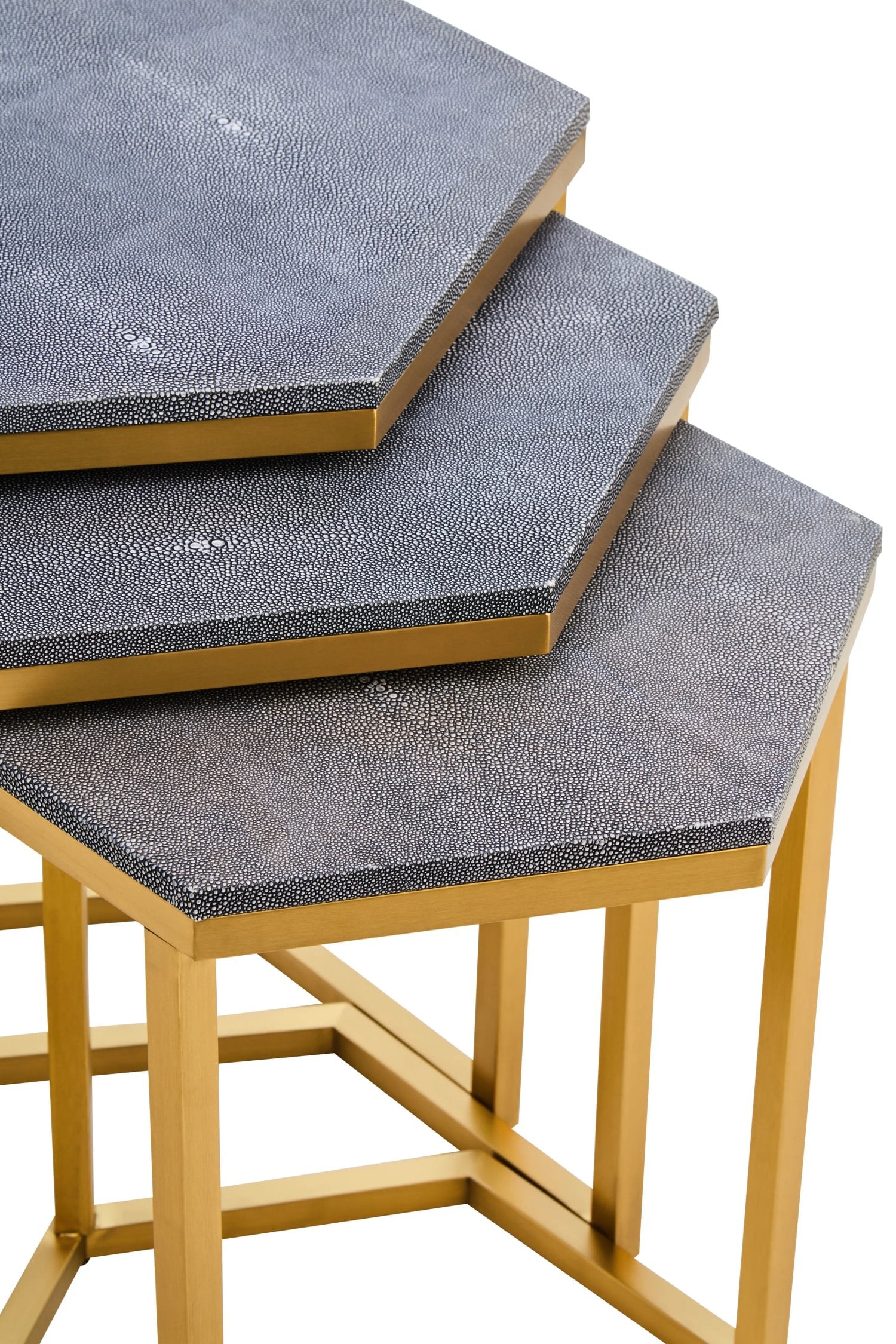 Set of 3 Belgravia Blue Hexagonal Nesting Tables