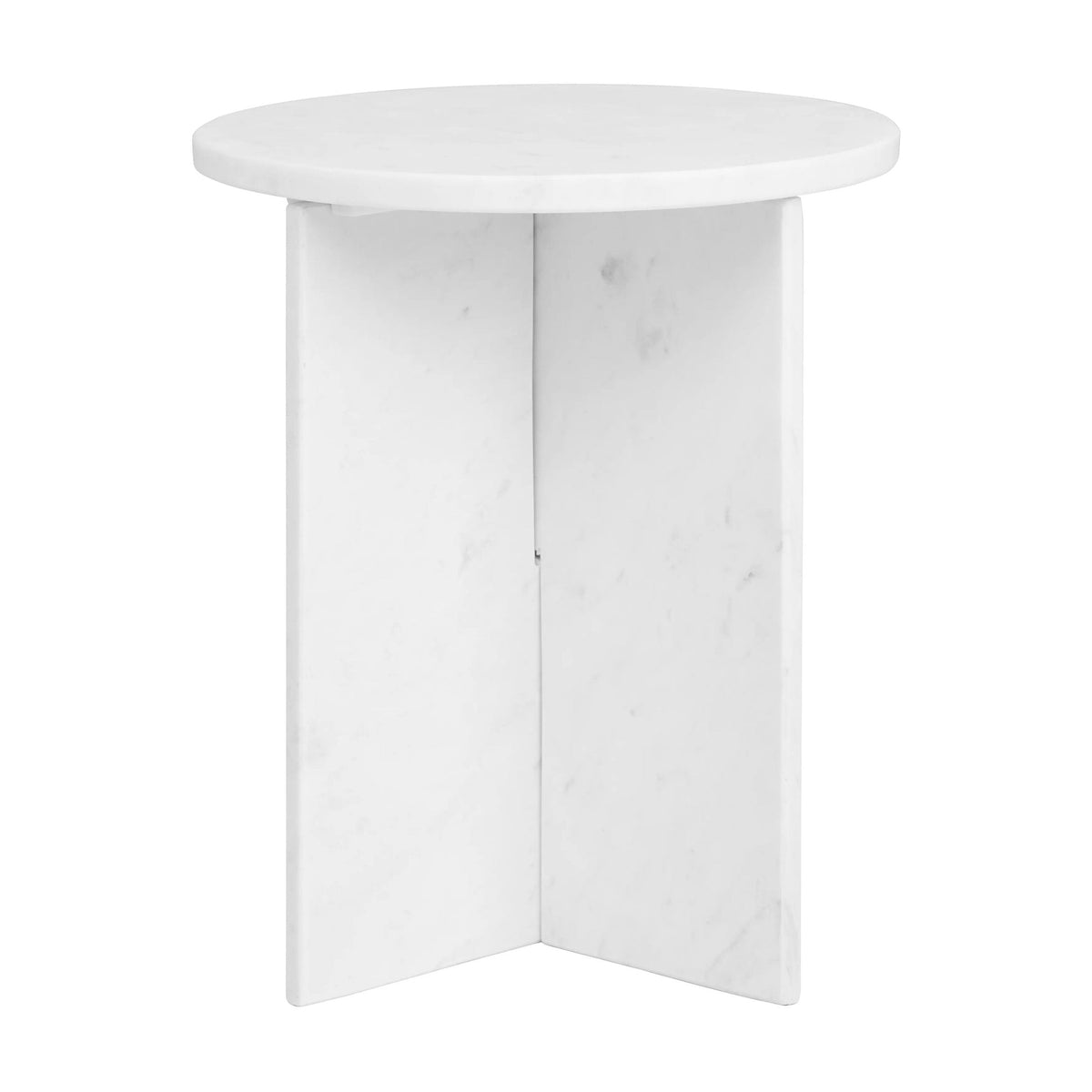Florence White Marble Round Side Table