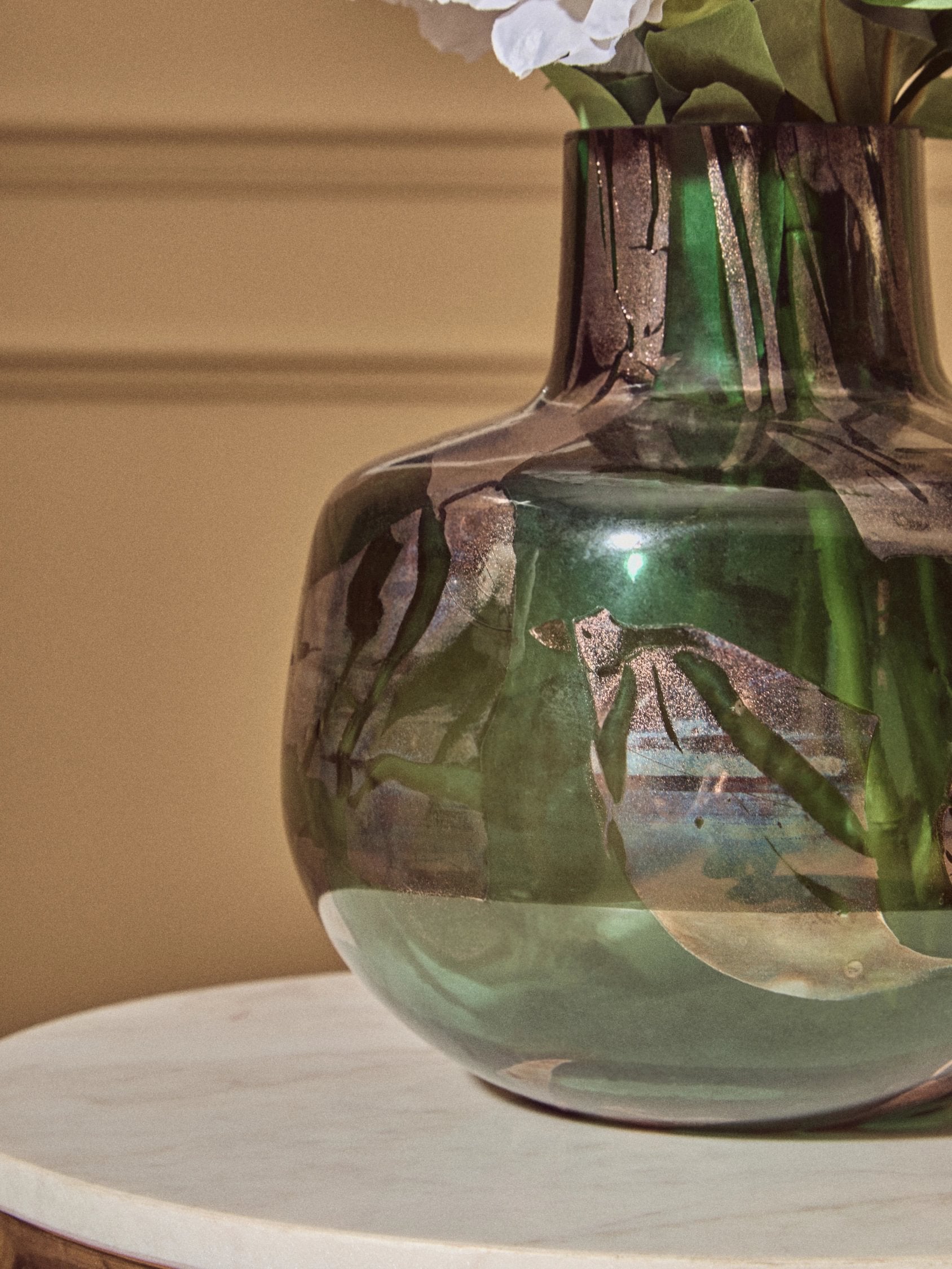 Alchemy Large Green & Gold Glass Vase