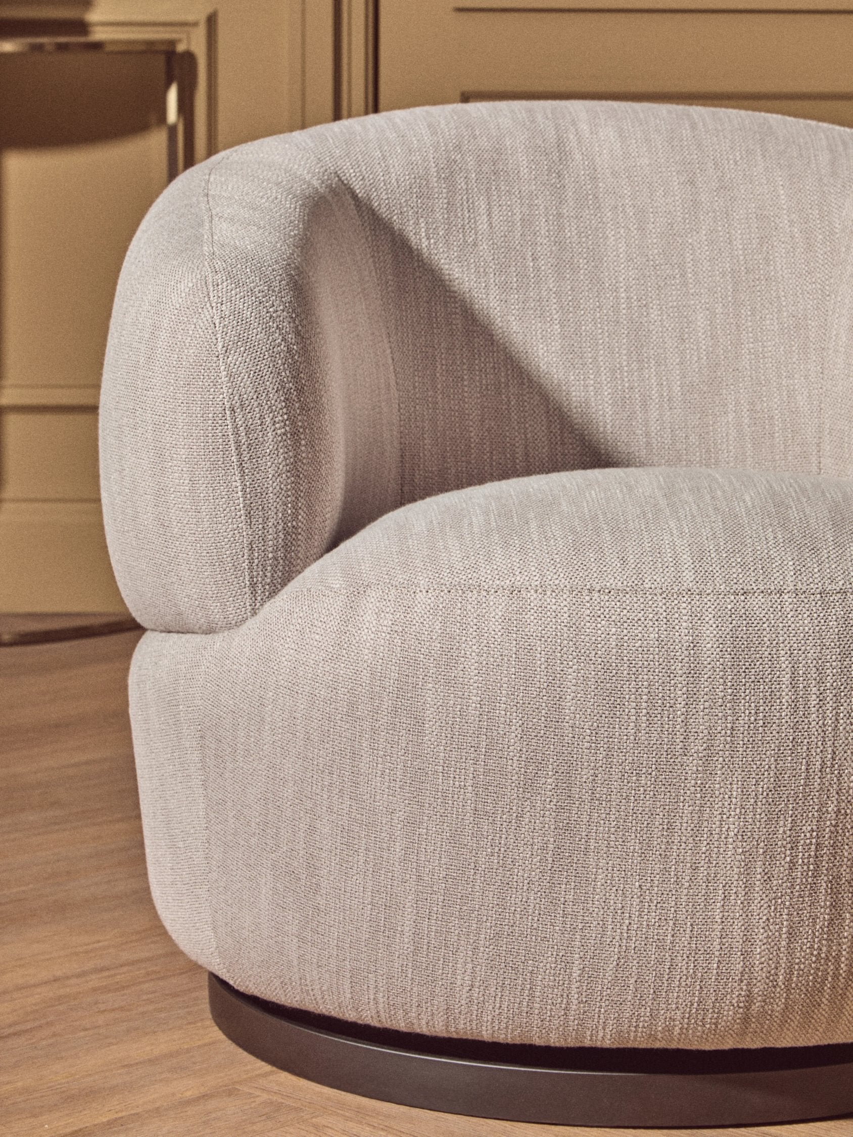 Swell Textured Grey Curved Swivel Chair