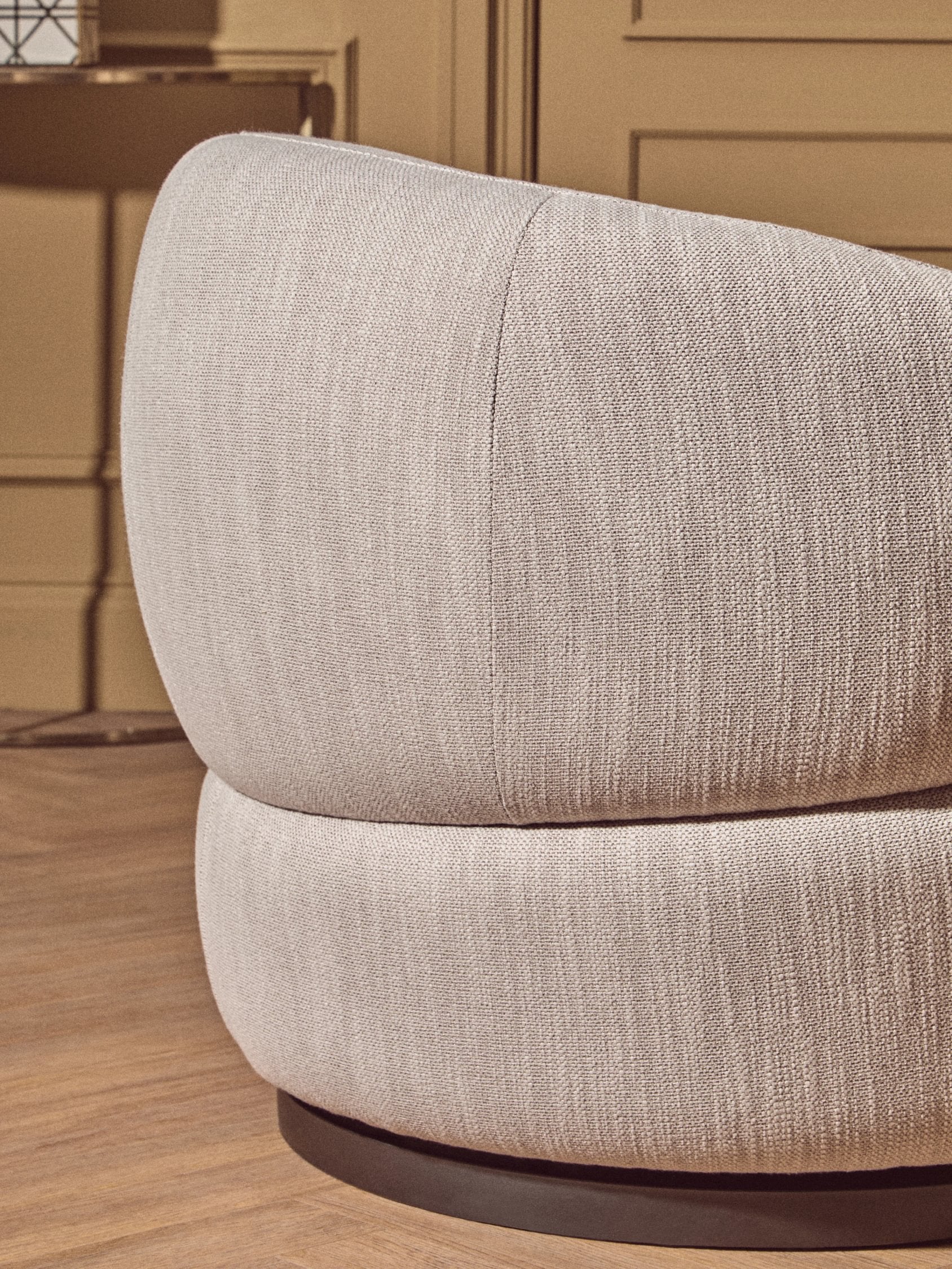 Swell Textured Grey Curved Swivel Chair