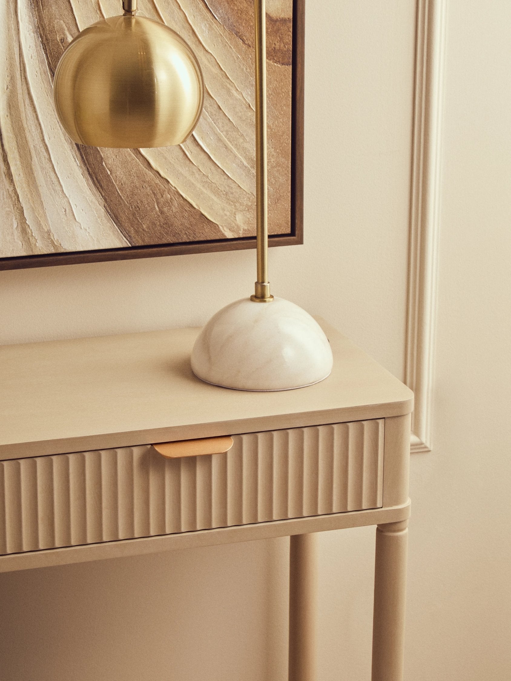 Chelsea Reeded Taupe Wood 2 Drawer Console Table