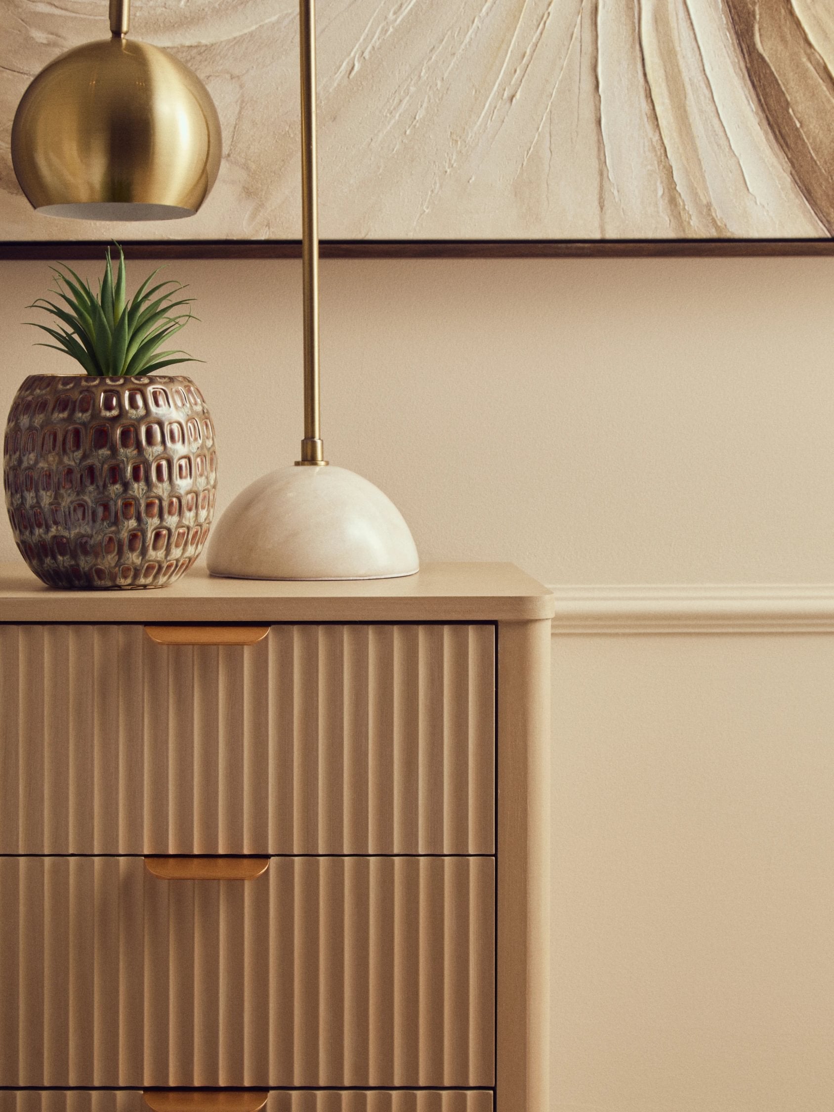 Chelsea Taupe Reeded Wood 3 Drawer Chest of Drawers