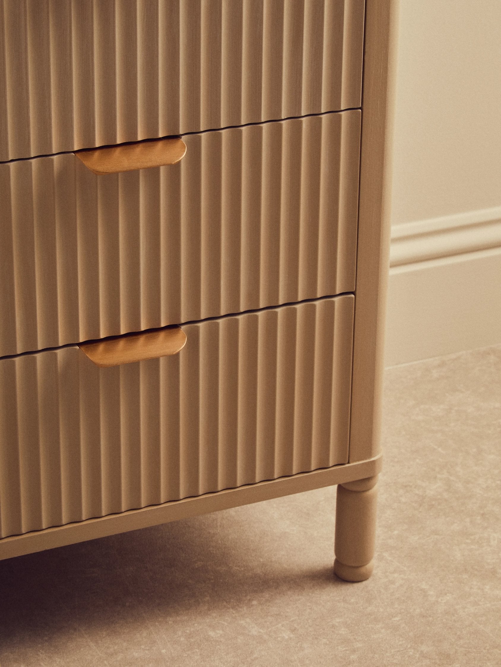 Chelsea Taupe Reeded Wood 3 Drawer Chest of Drawers