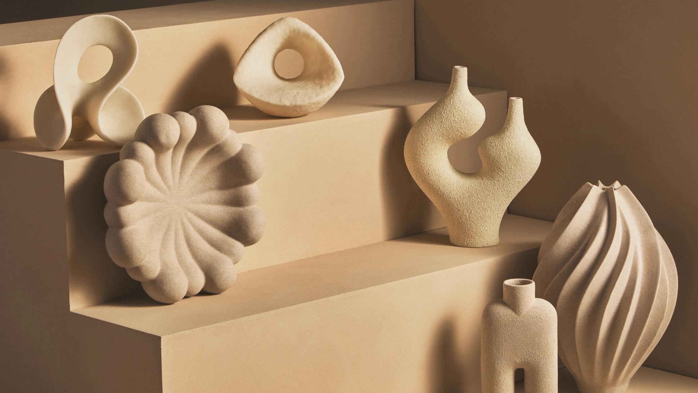 Forma Cream Textured Sculptural Vase