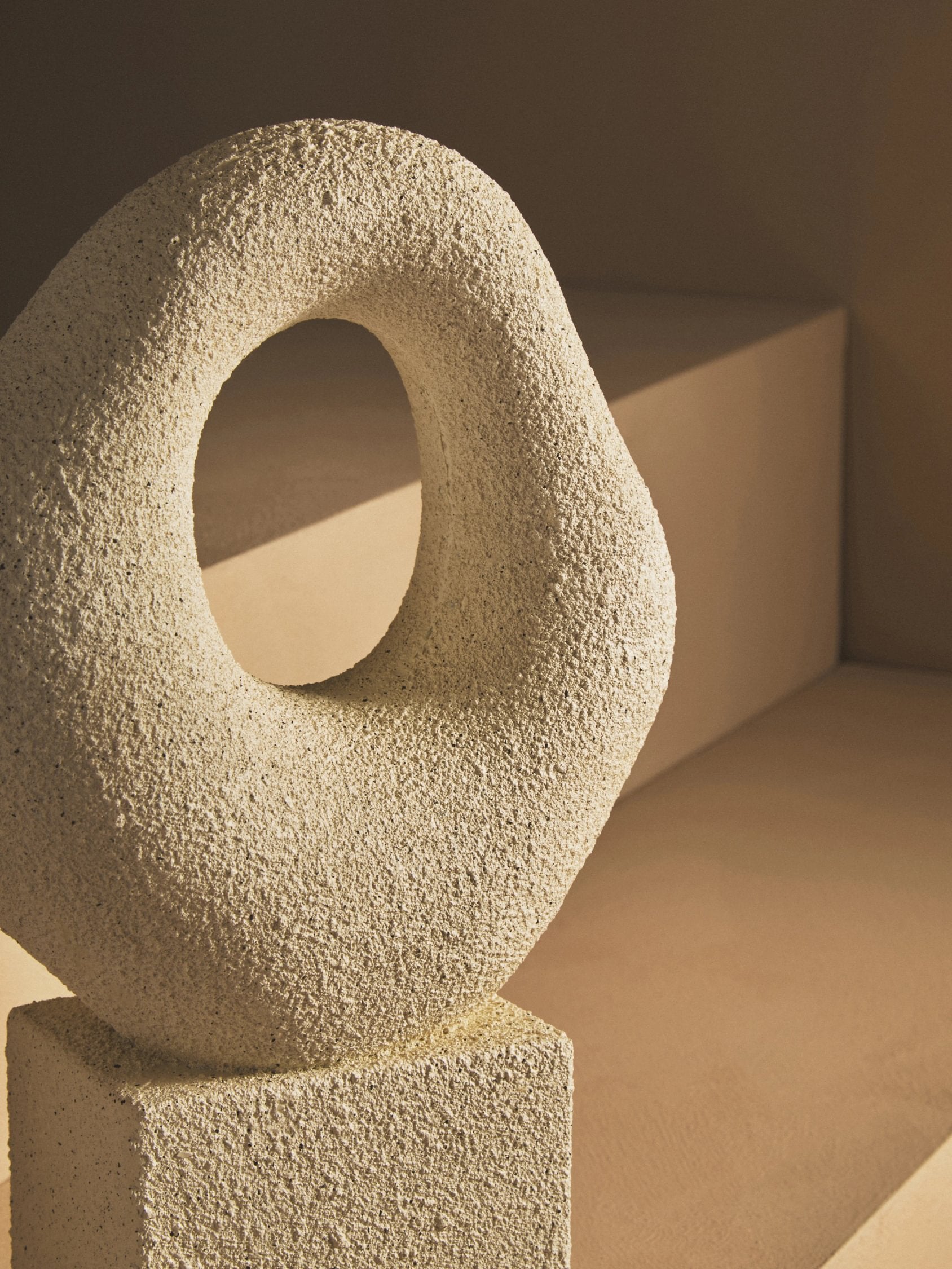 Forma Cream Textured Abstract Loop Pedestal Sculpture