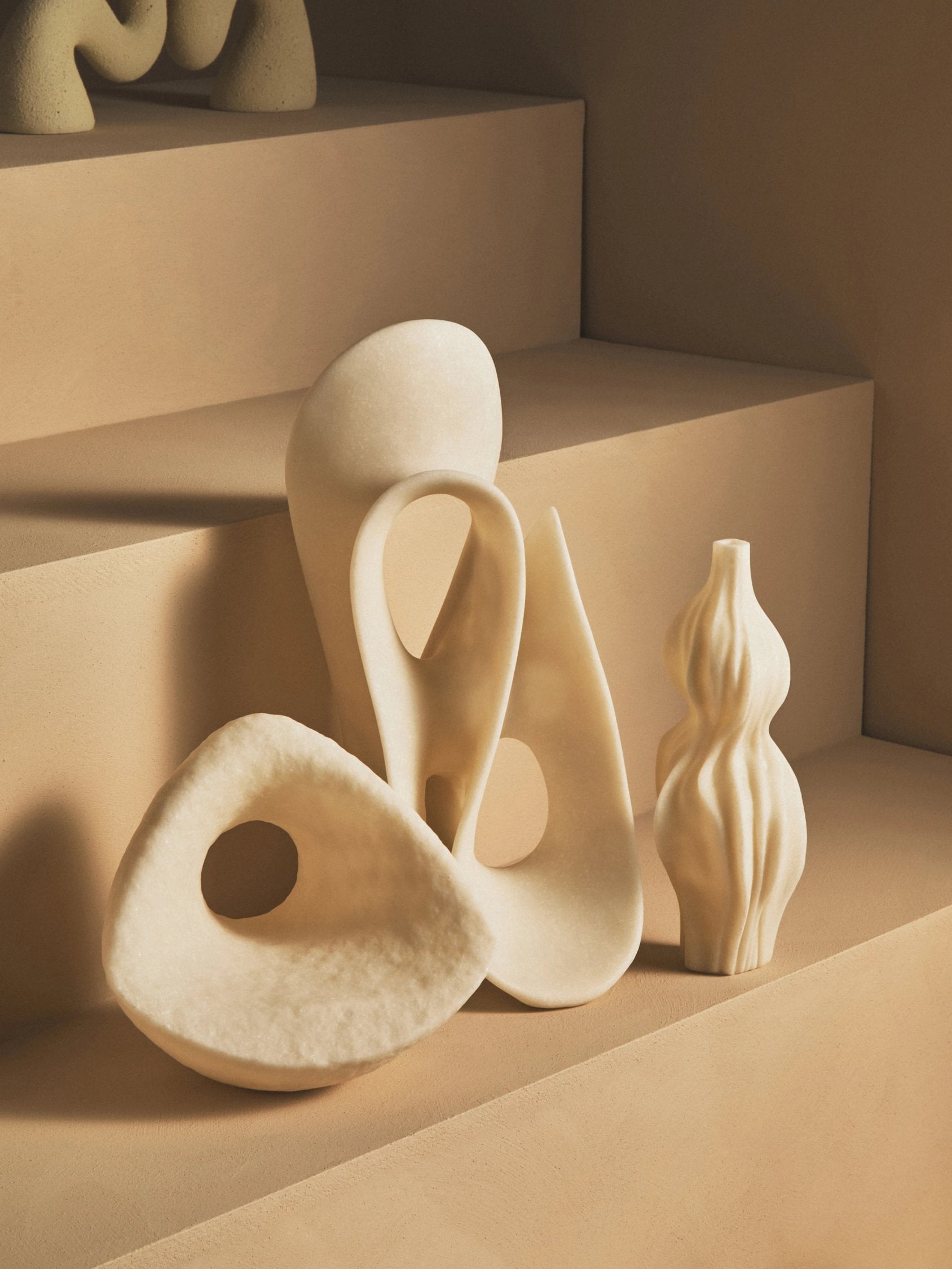 Forma Cream Textured Geometric Sculpture