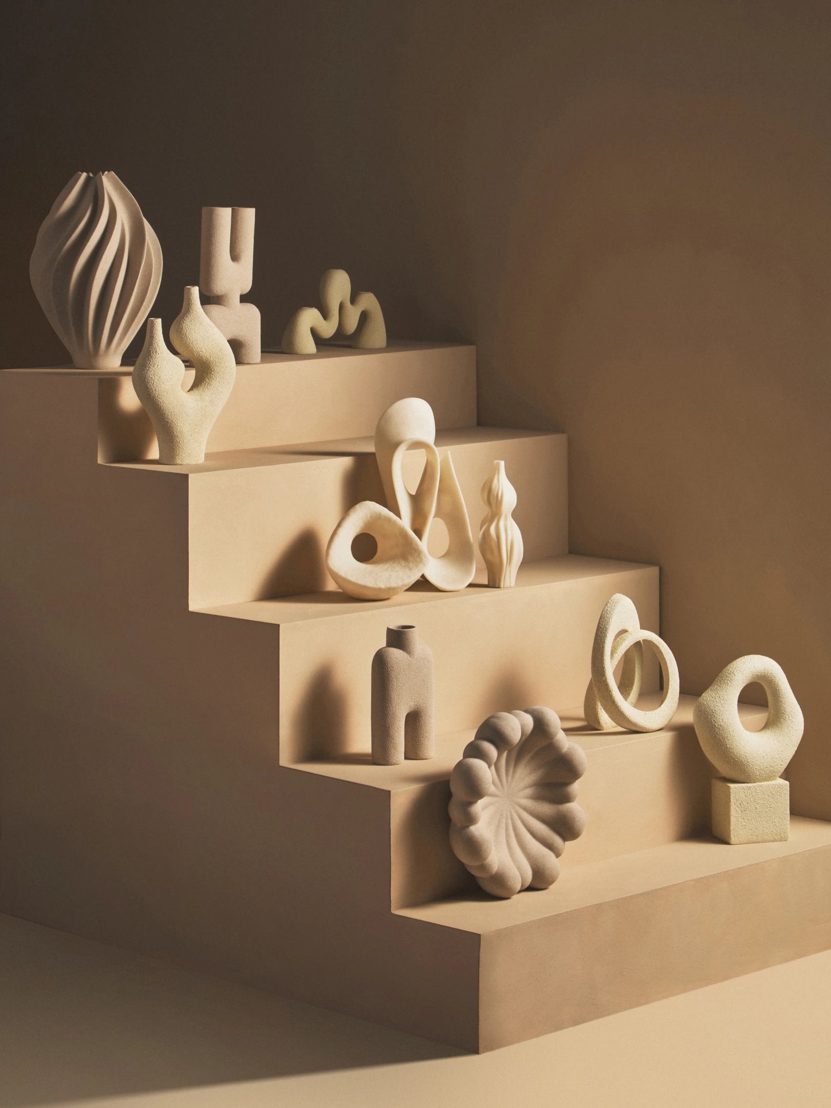 Forma Cream Textured Geometric Sculpture