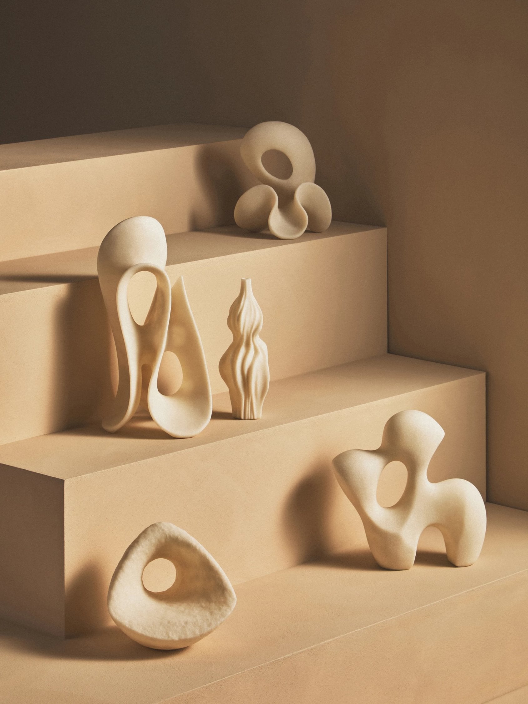 Forma Large White Marble Effect Abstract Loop Sculpture