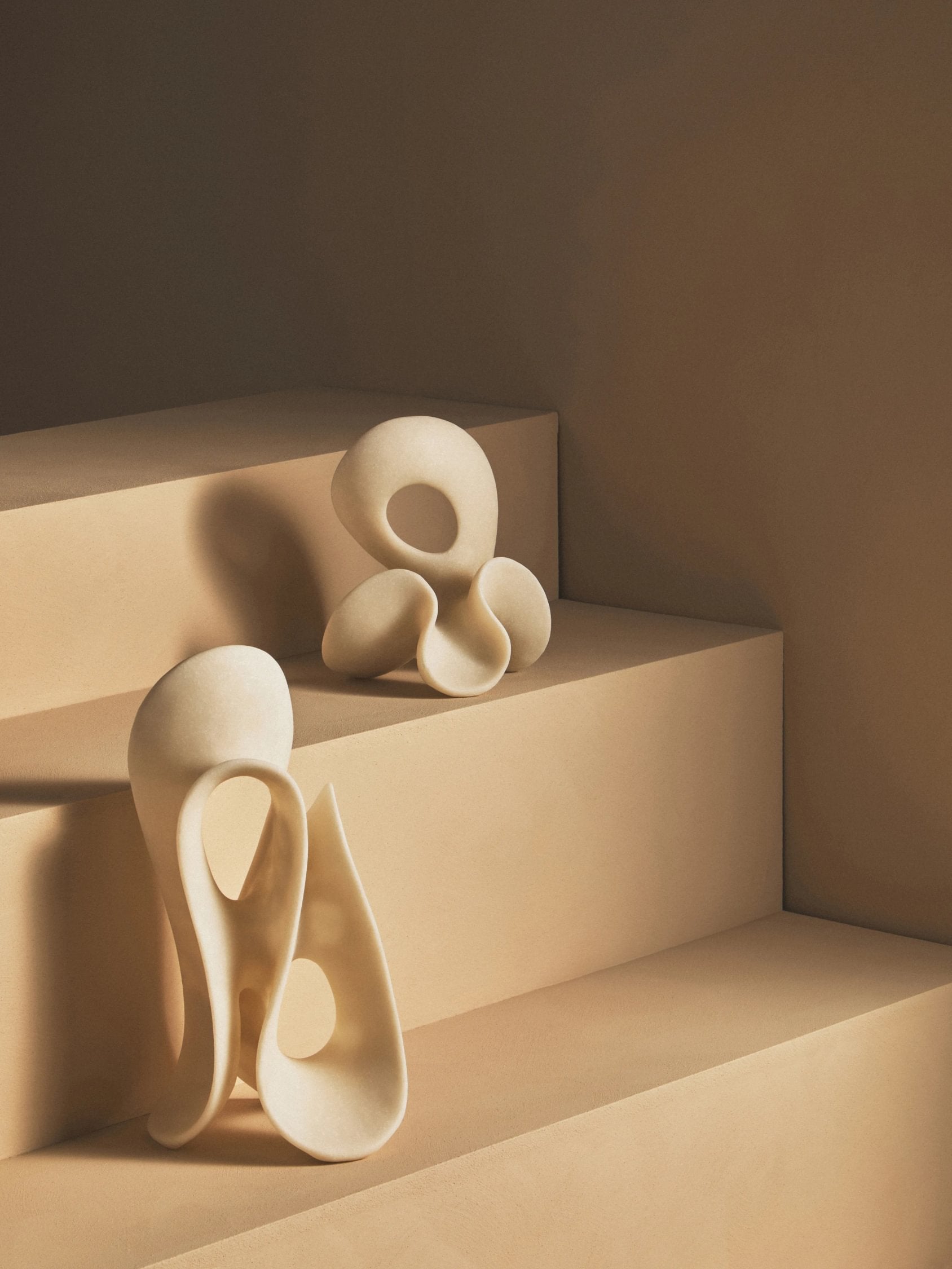 Forma Large White Marble Effect Abstract Loop Sculpture