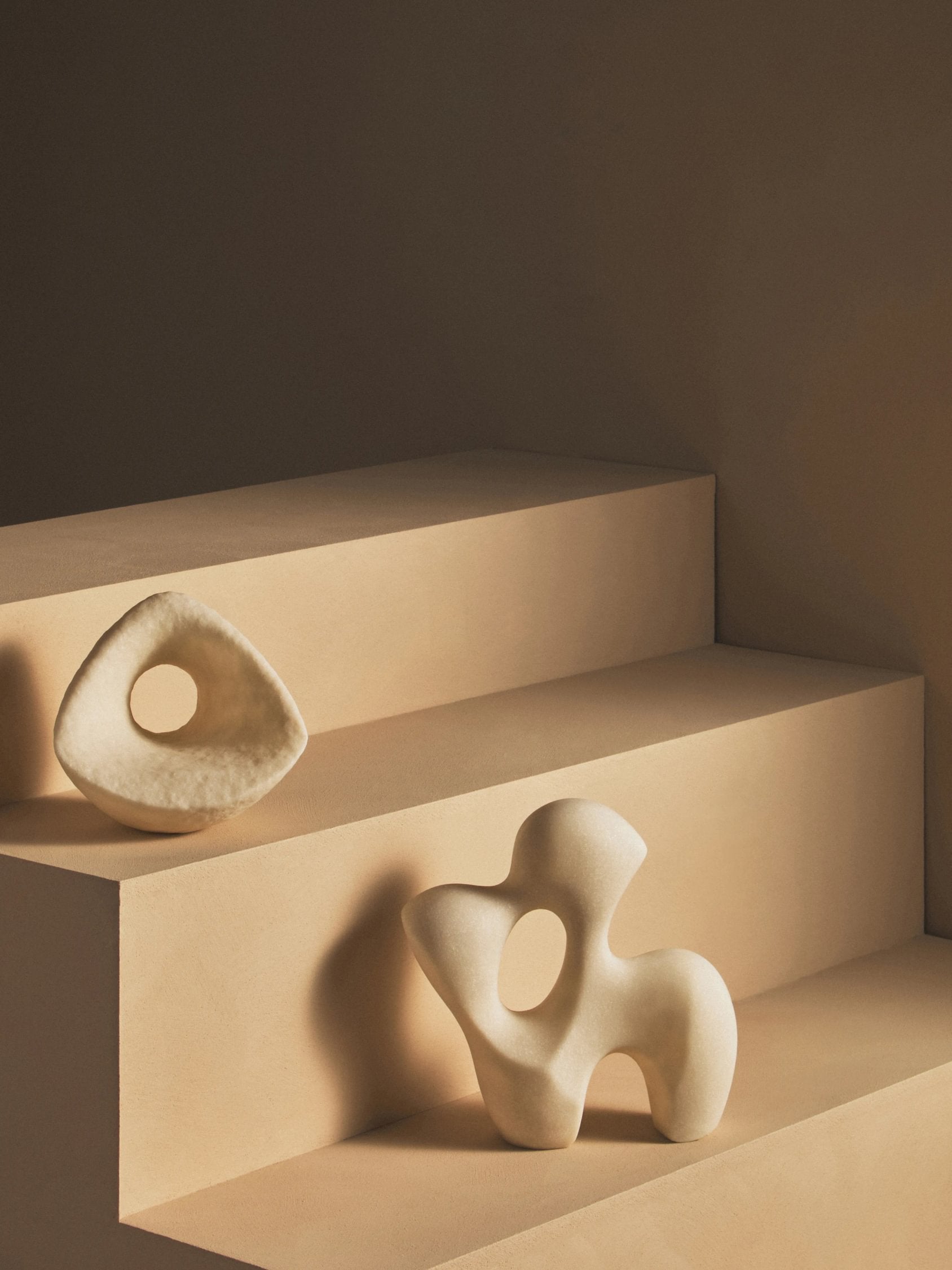 Forma White Marble Effect Organic Sculpture