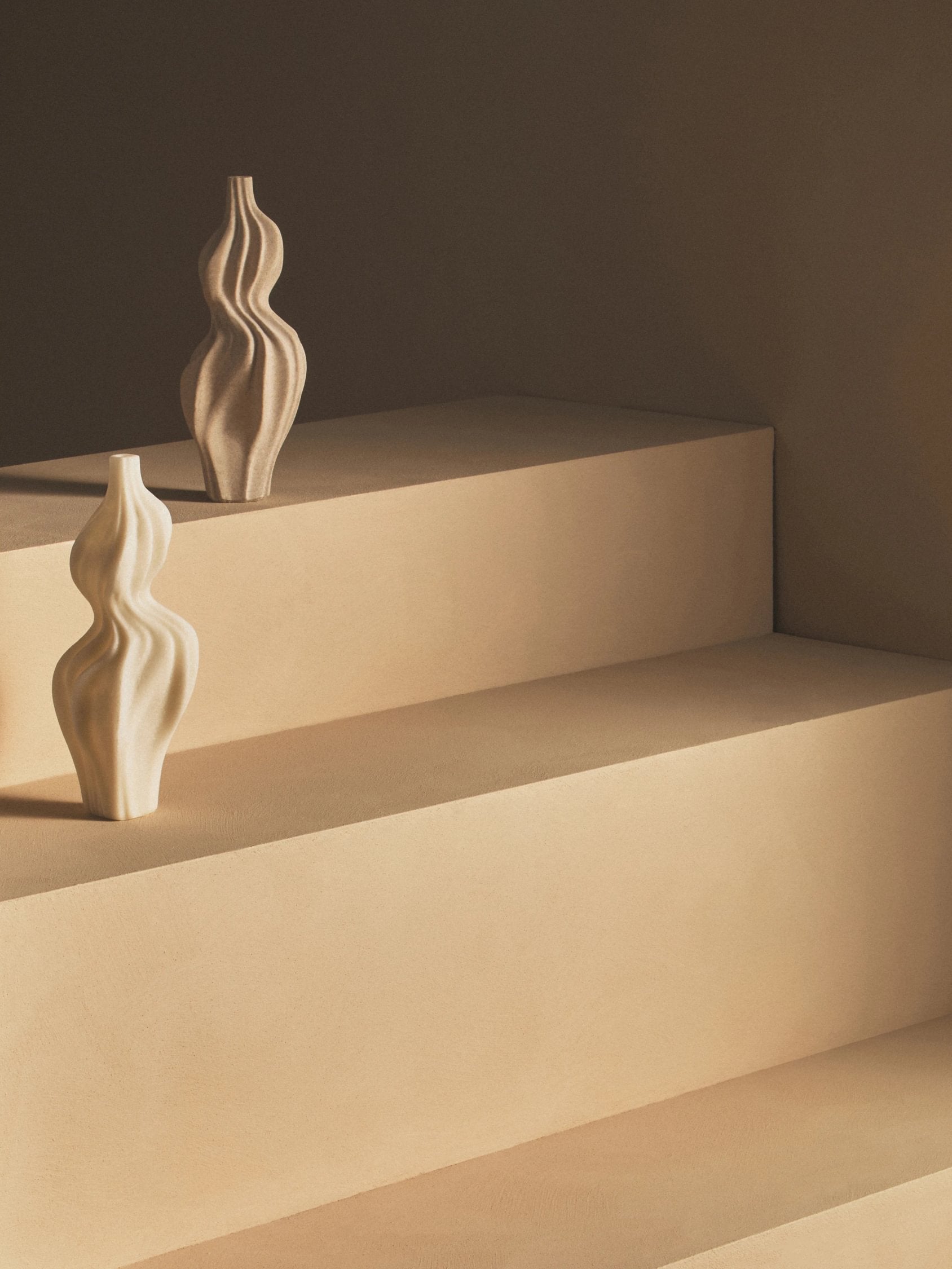 Forma White Marble Effect Organic Twist Vase