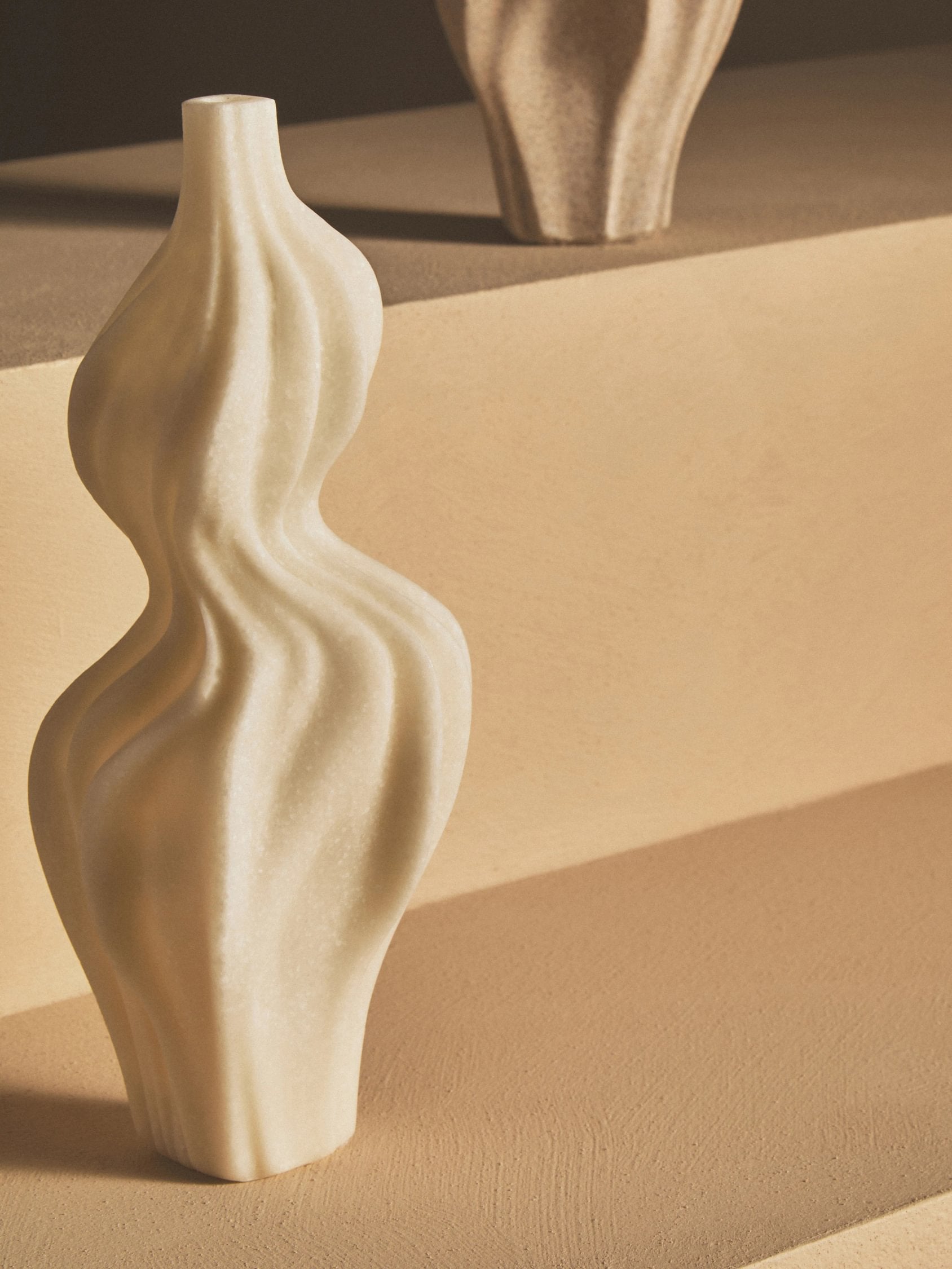 Forma White Marble Effect Organic Twist Vase