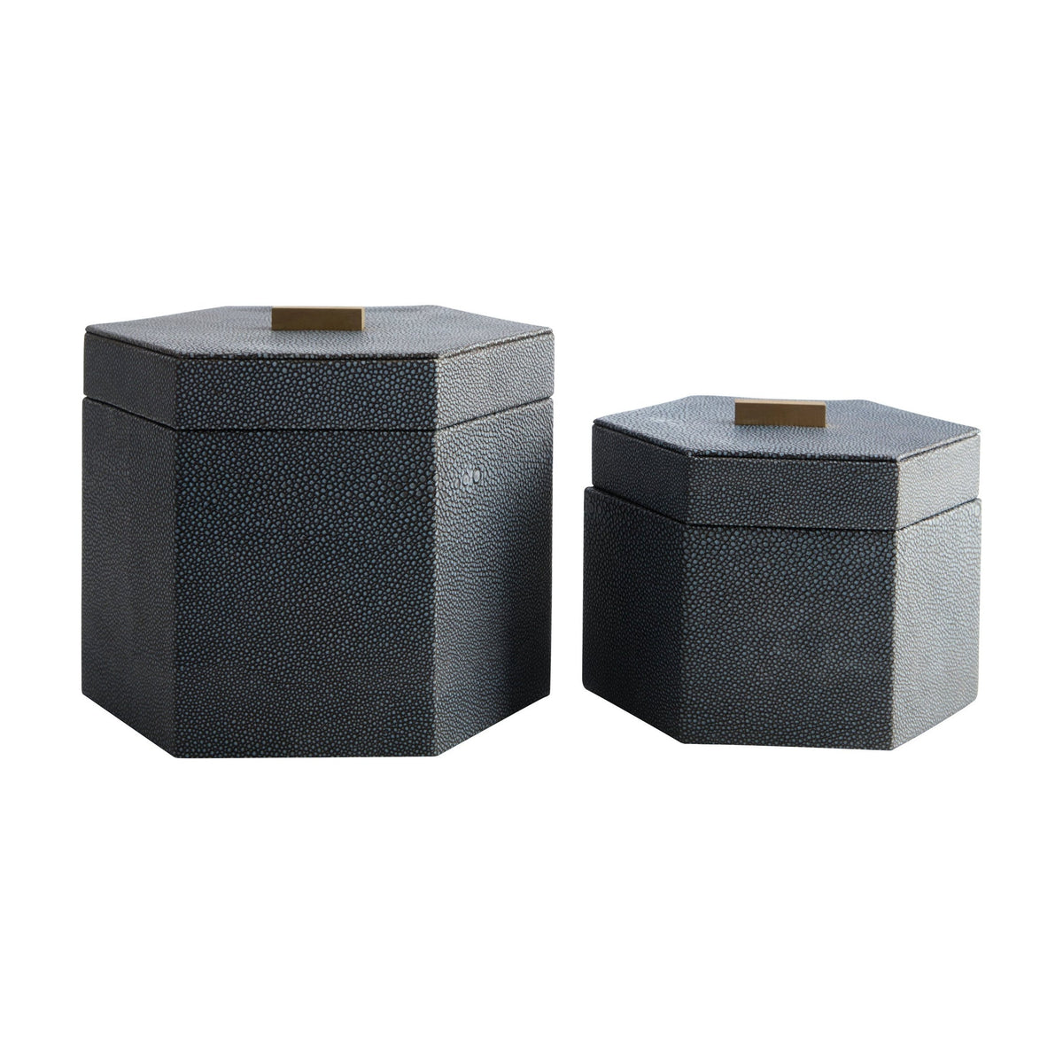 Set of 2 Belgravia Hexagonal Blue Trinket Boxes