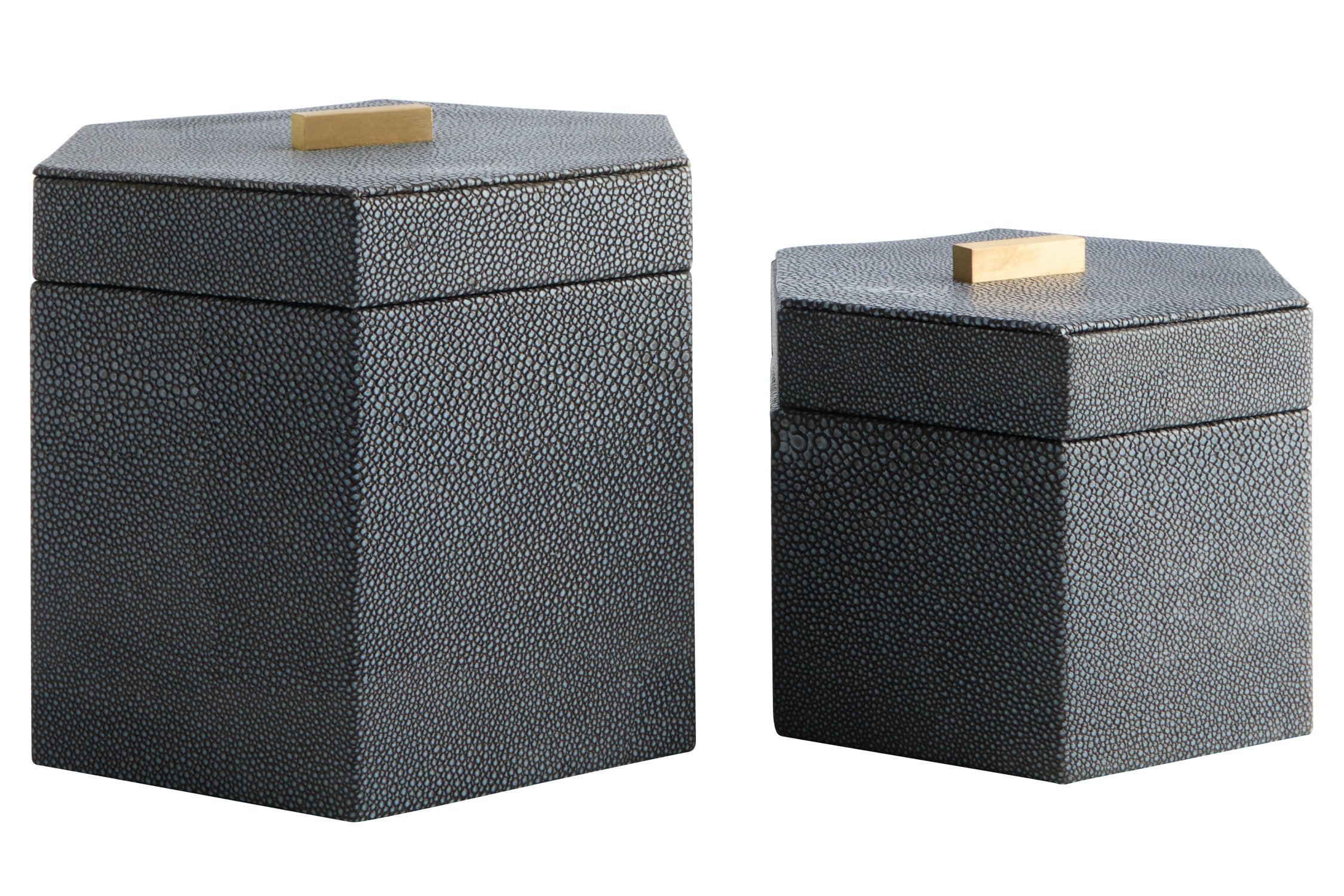 Set of 2 Belgravia Hexagonal Blue Trinket Boxes