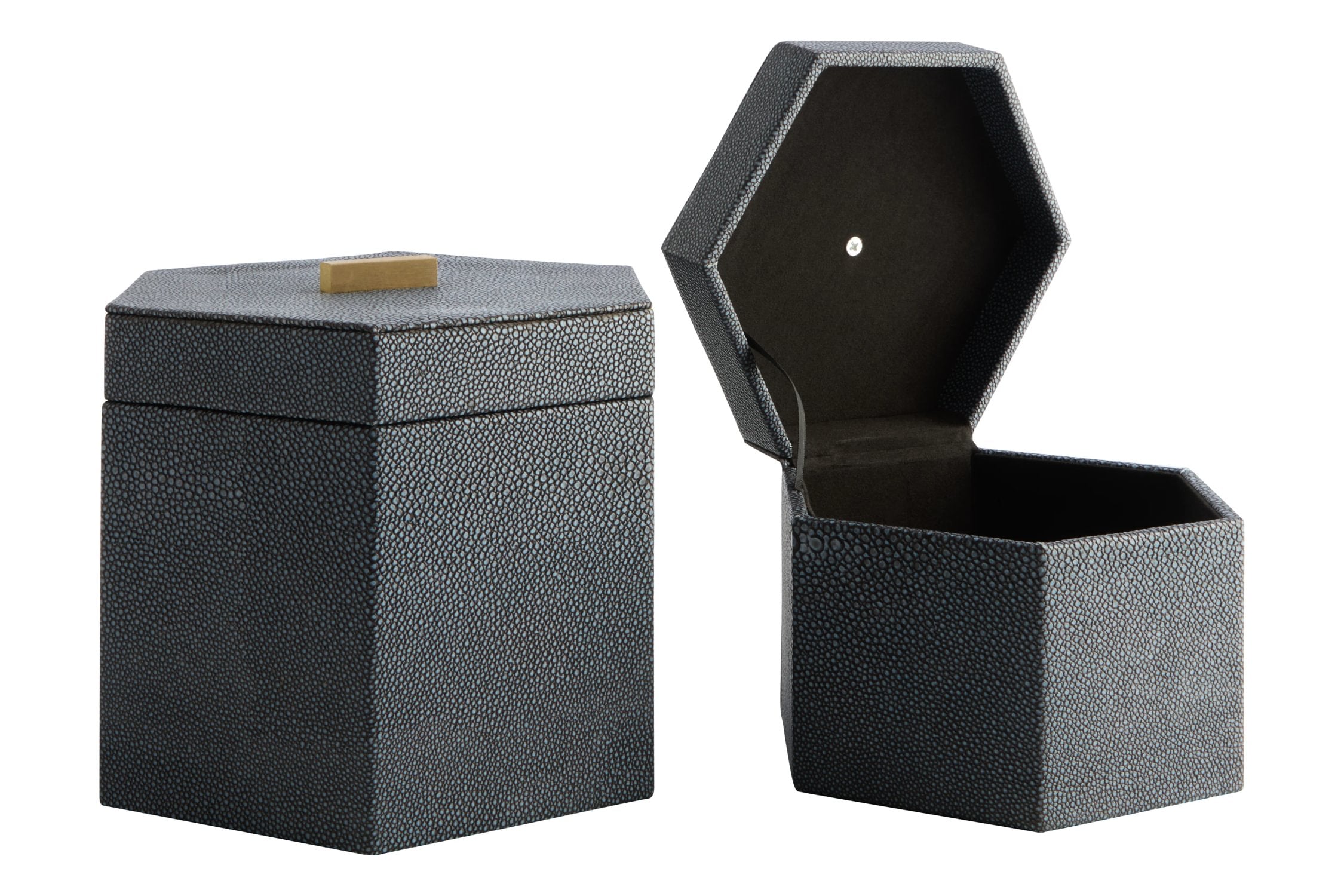 Set of 2 Belgravia Hexagonal Blue Trinket Boxes
