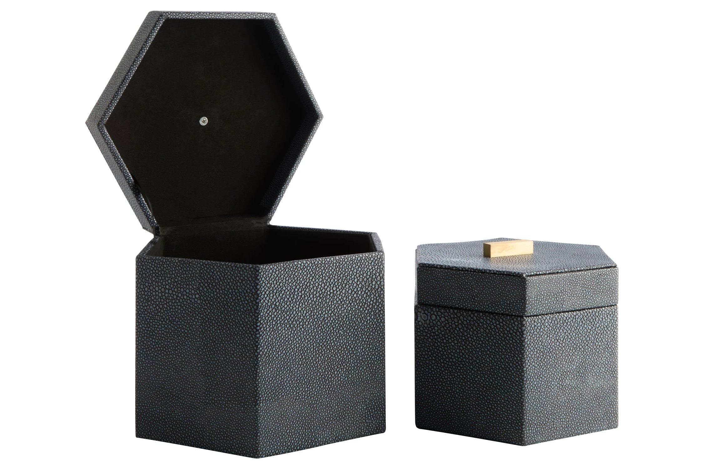 Set of 2 Belgravia Hexagonal Blue Trinket Boxes