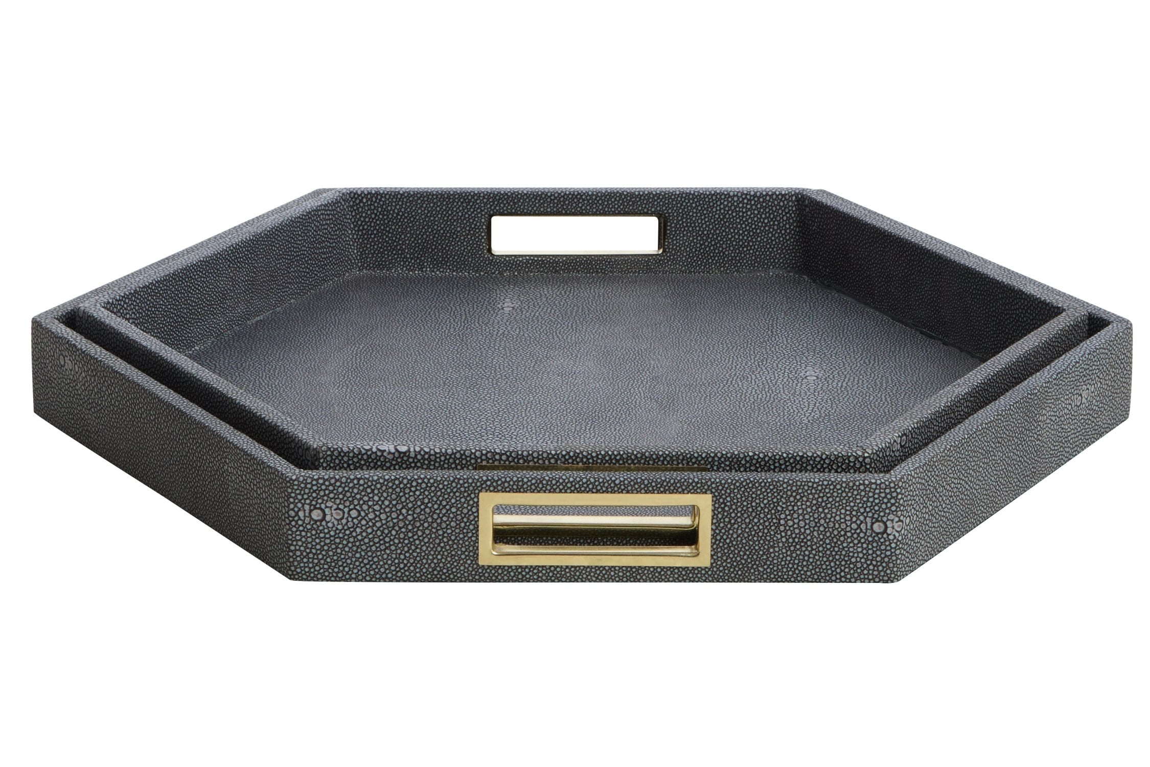 Set of 2 Belgravia Hexagonal Blue Trays