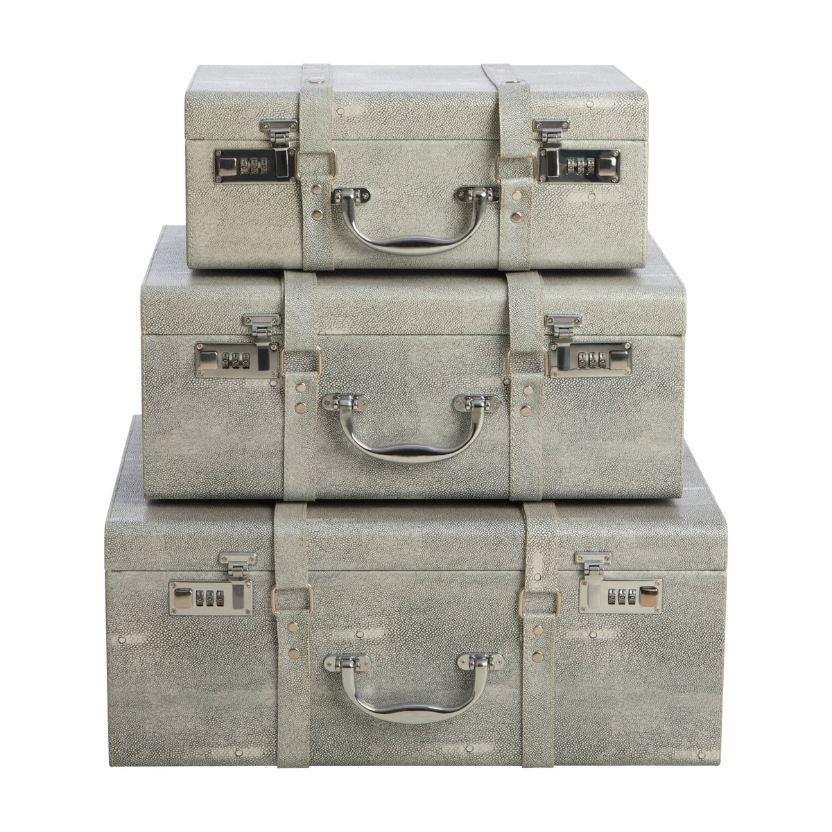 Set of 3 Belgravia Grey Storage Trunks