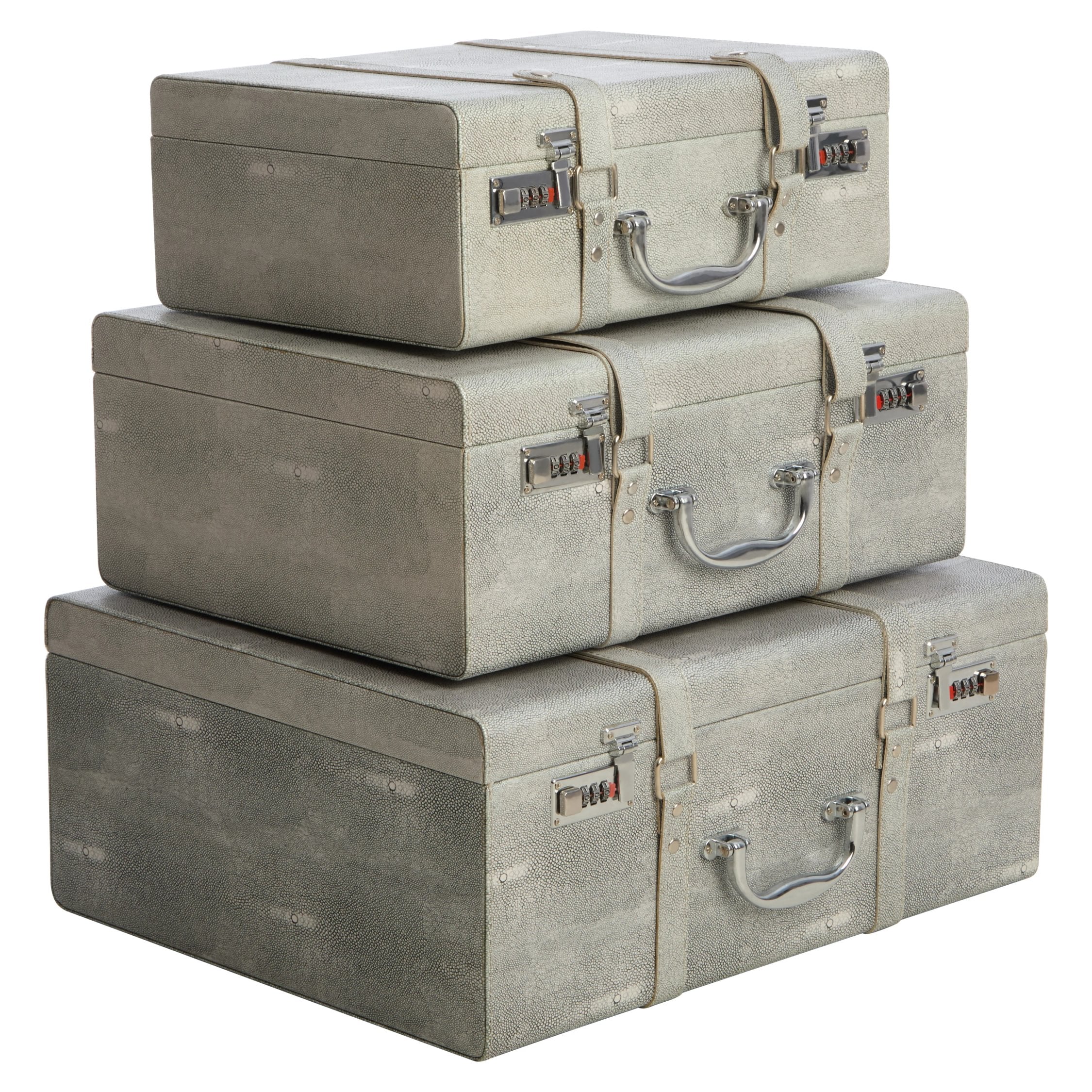 Set of 3 Belgravia Grey Storage Trunks