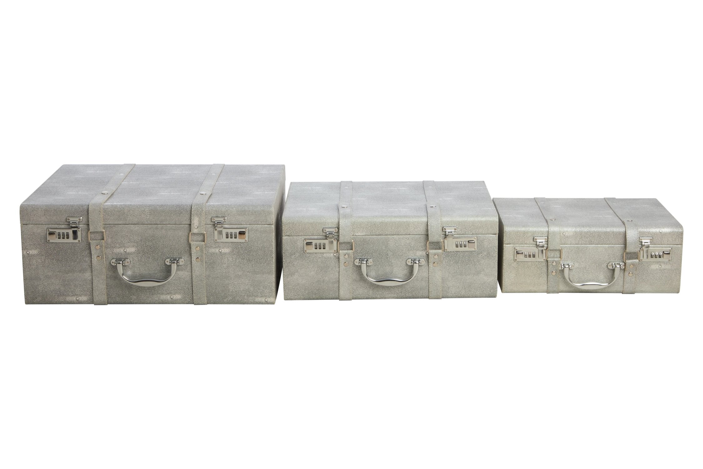 Set of 3 Belgravia Grey Storage Trunks