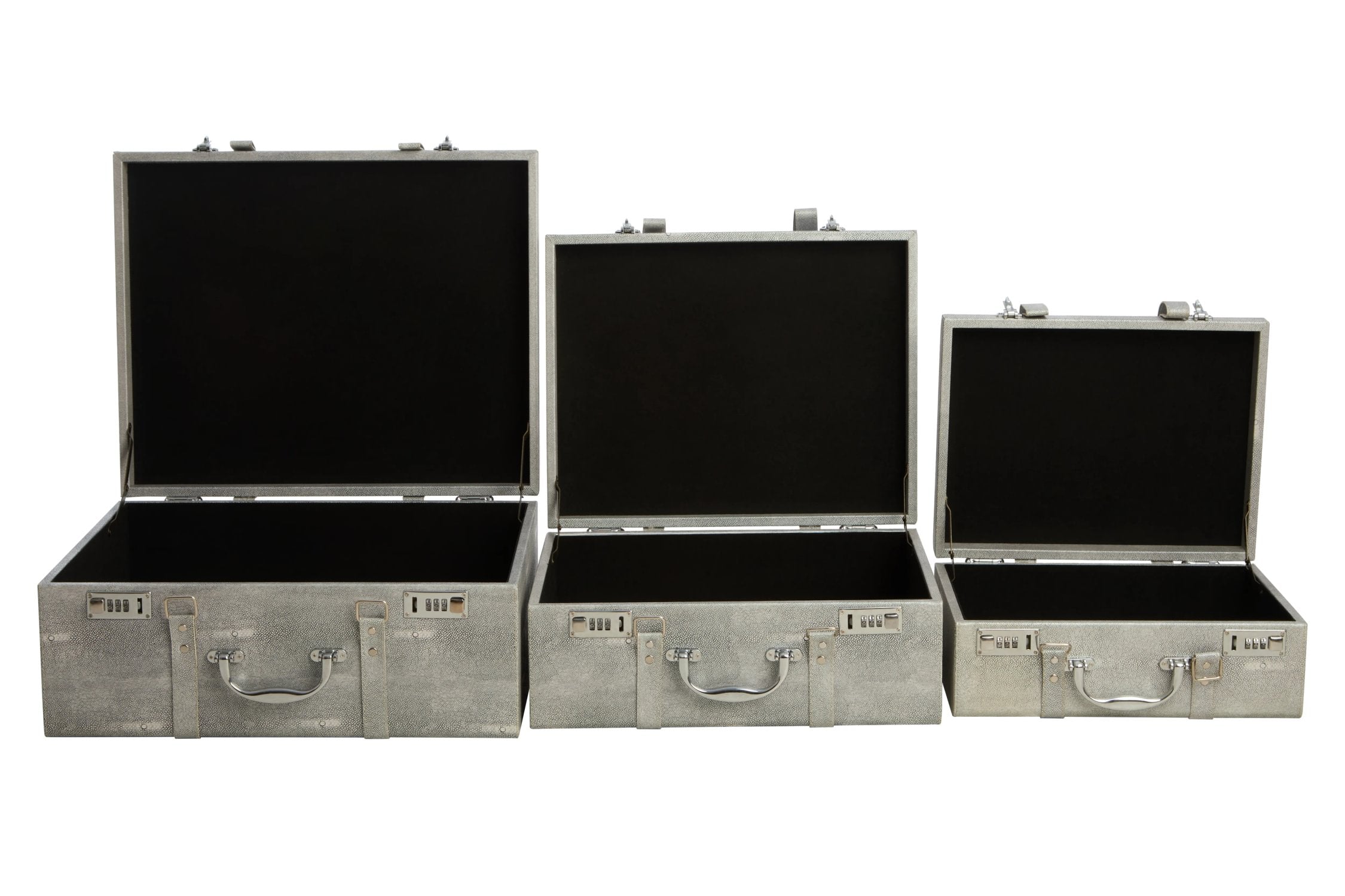 Set of 3 Belgravia Grey Storage Trunks