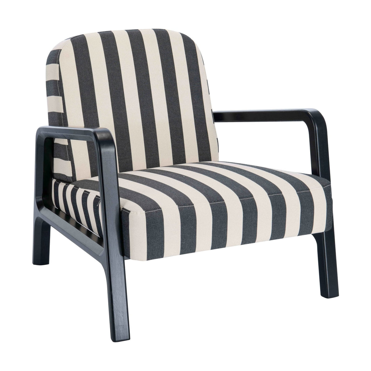 Chiswick Black & White Striped Wood Frame Armchair