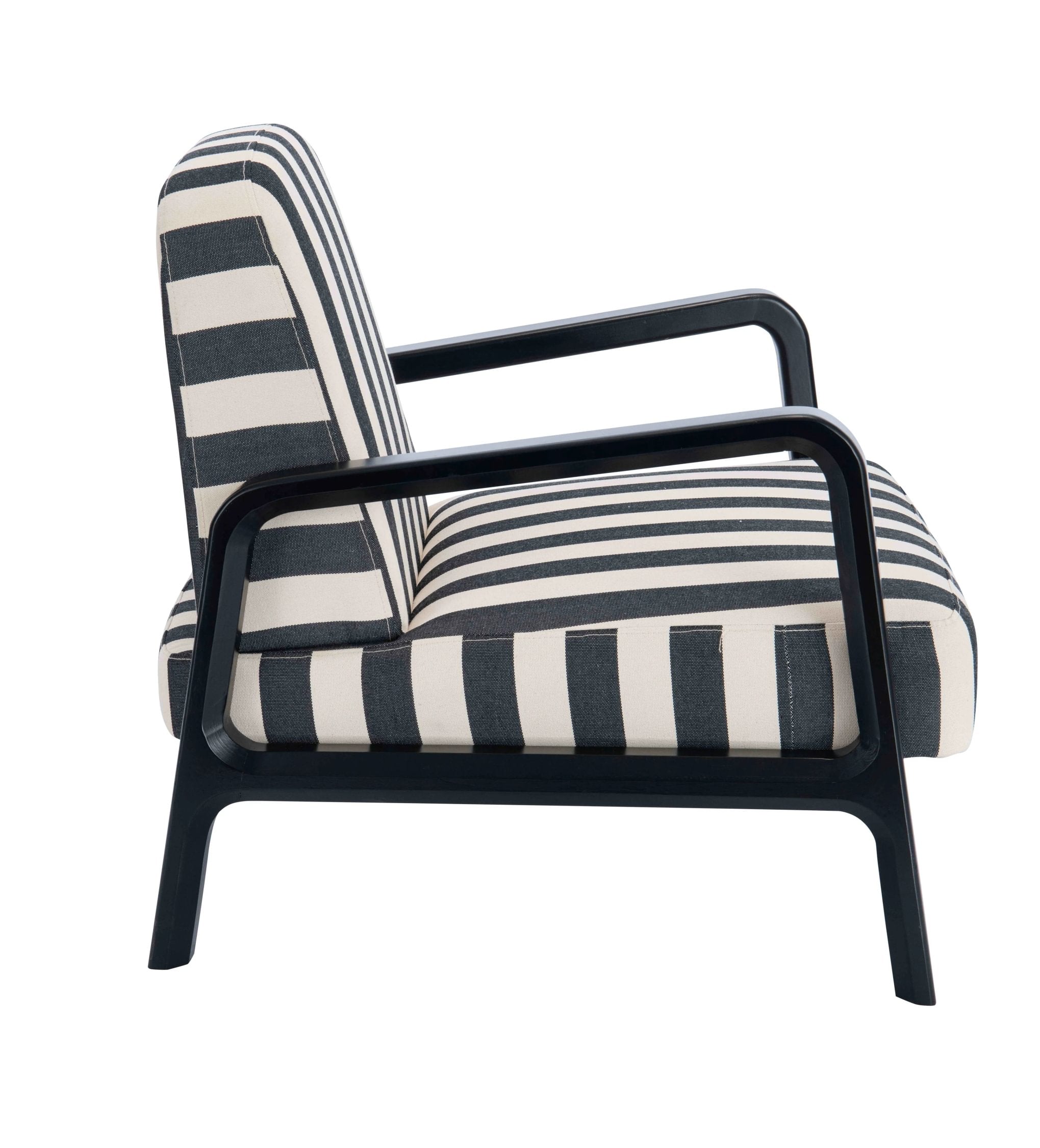 Chiswick Black & White Striped Wood Frame Armchair