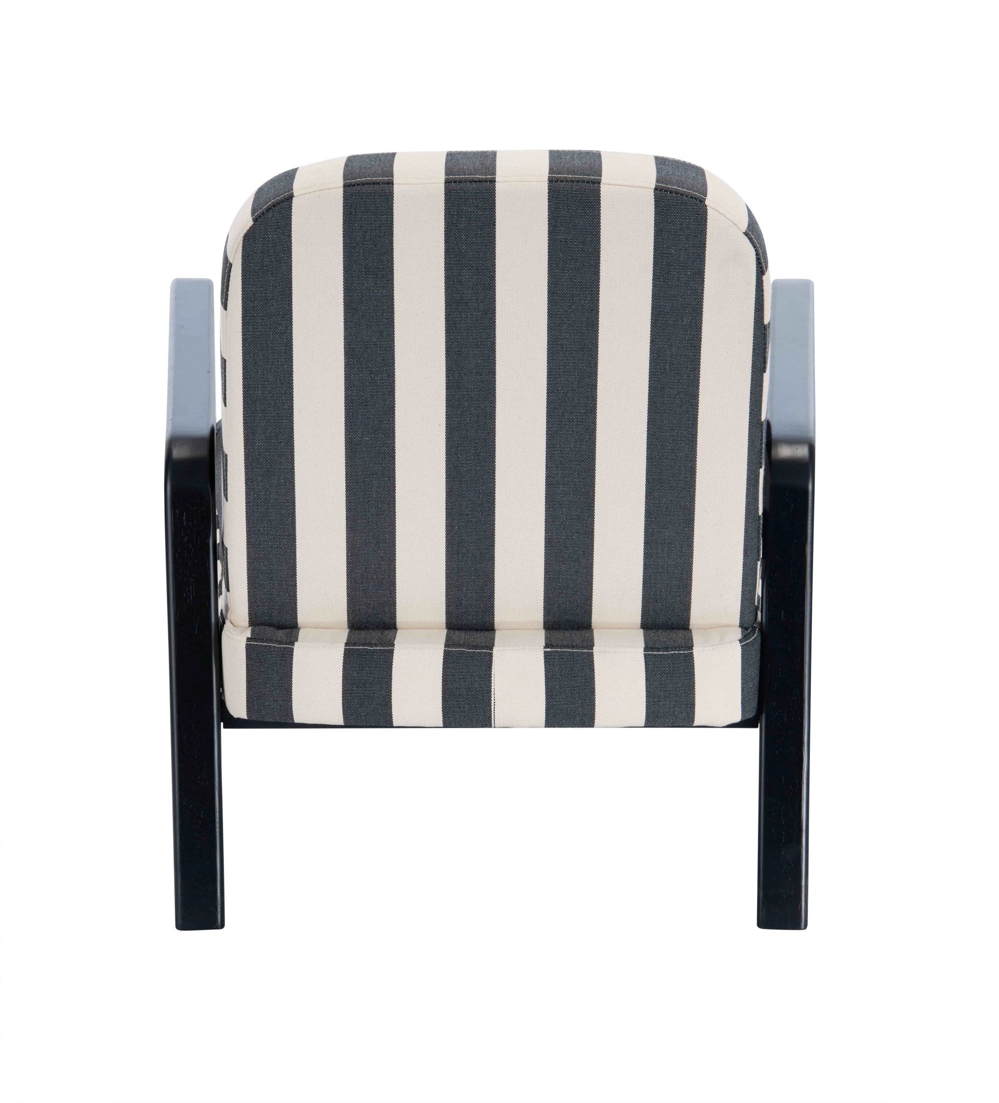Chiswick Black & White Striped Wood Frame Armchair