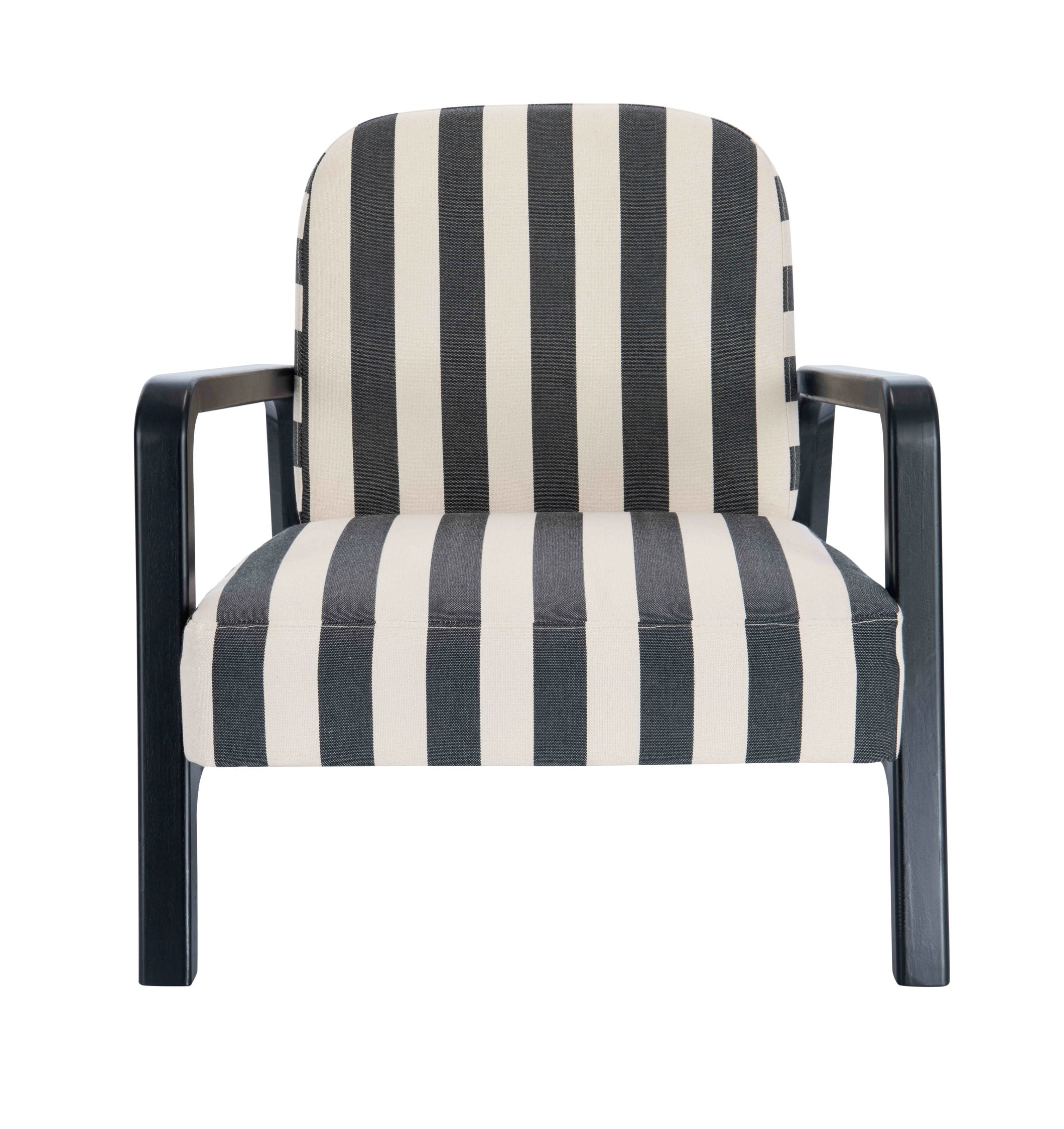 Chiswick Black & White Striped Wood Frame Armchair