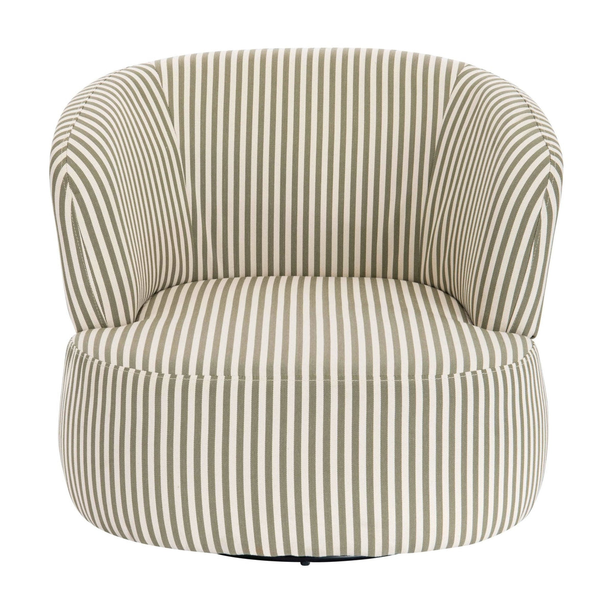 Olney Olive Green & White Striped Swivel Lounge Chair