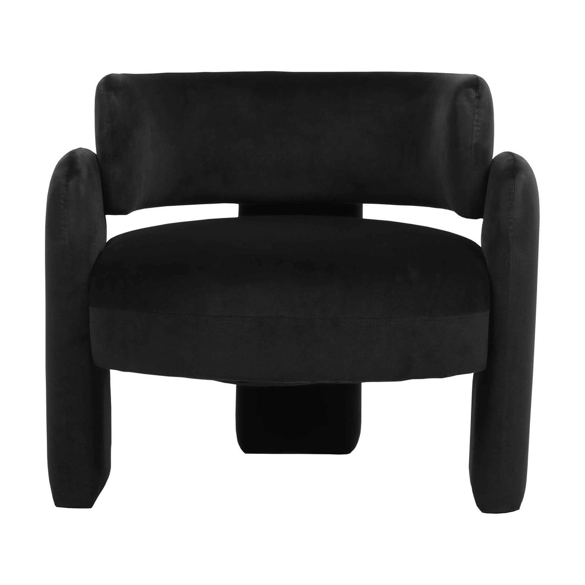 Crescent Black Velvet Curved Armchair