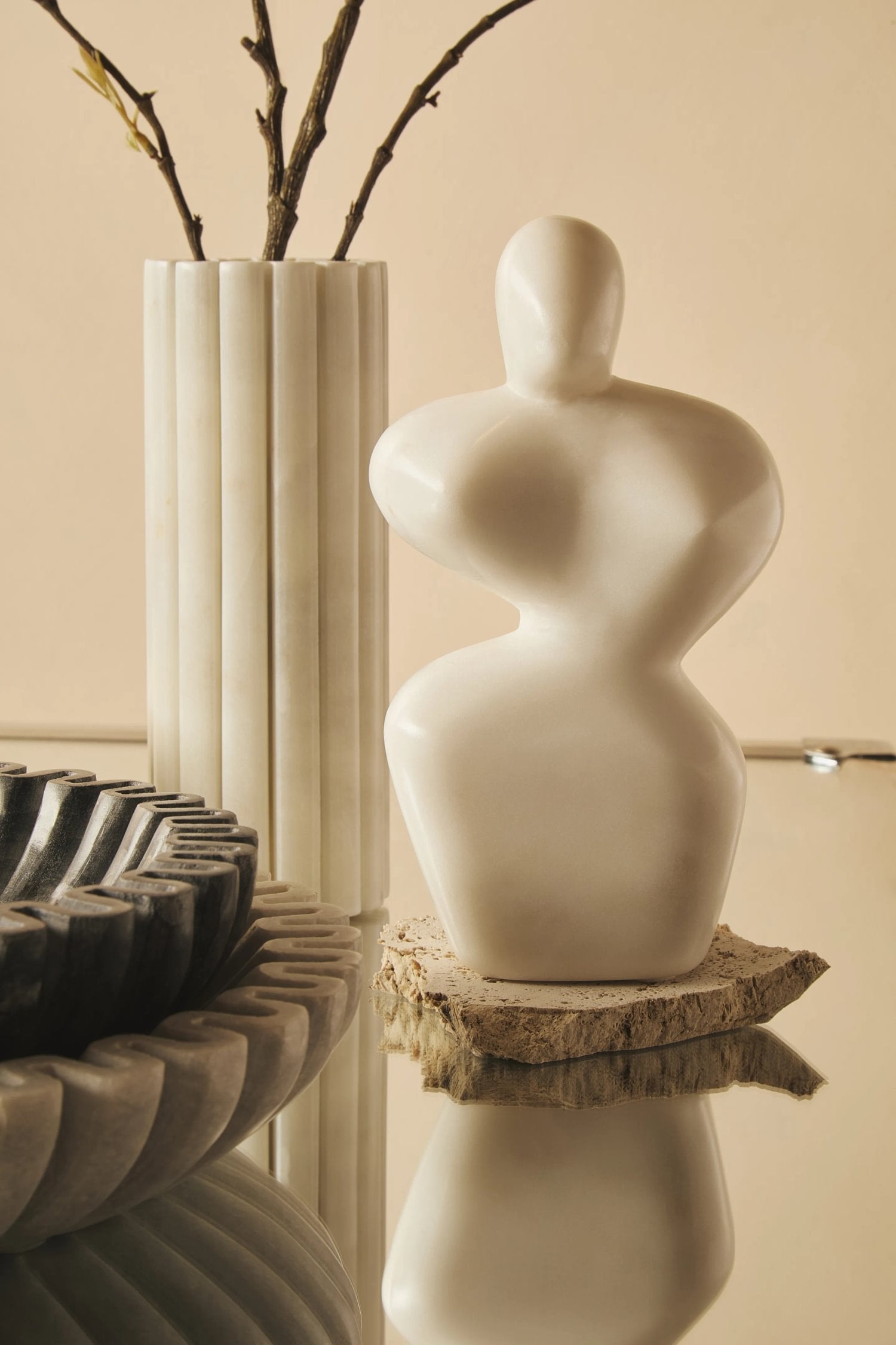 Florence White Marble Abstract Sculpture