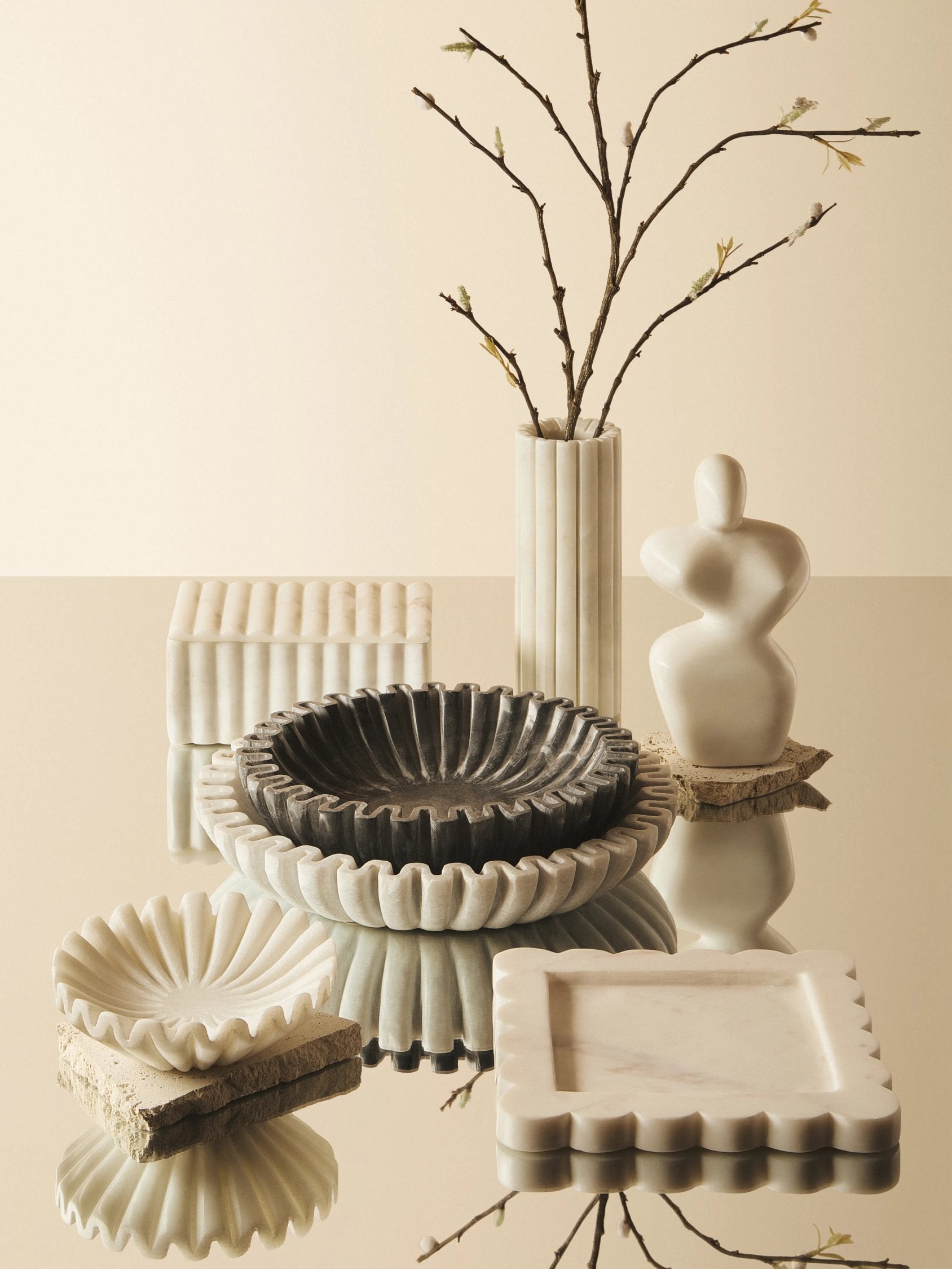 Florence White Marble Abstract Sculpture