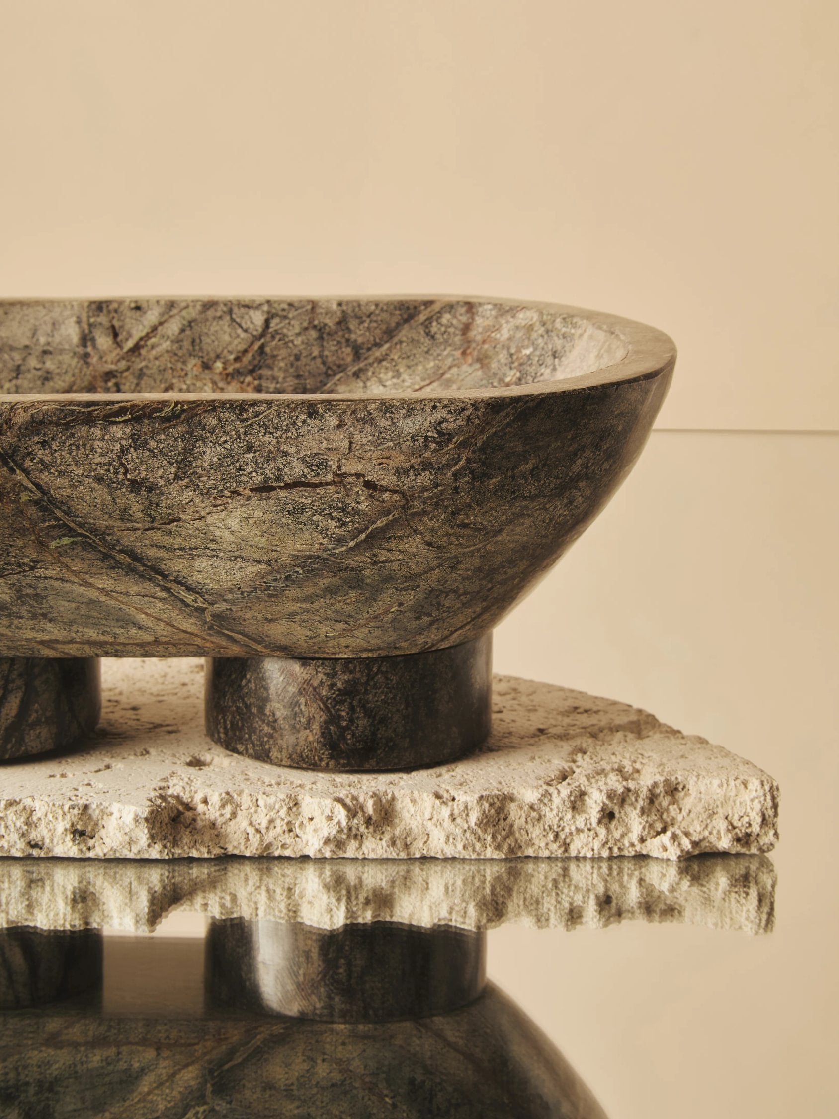 Sylvan Forest Green Marble Pedestal Bowl