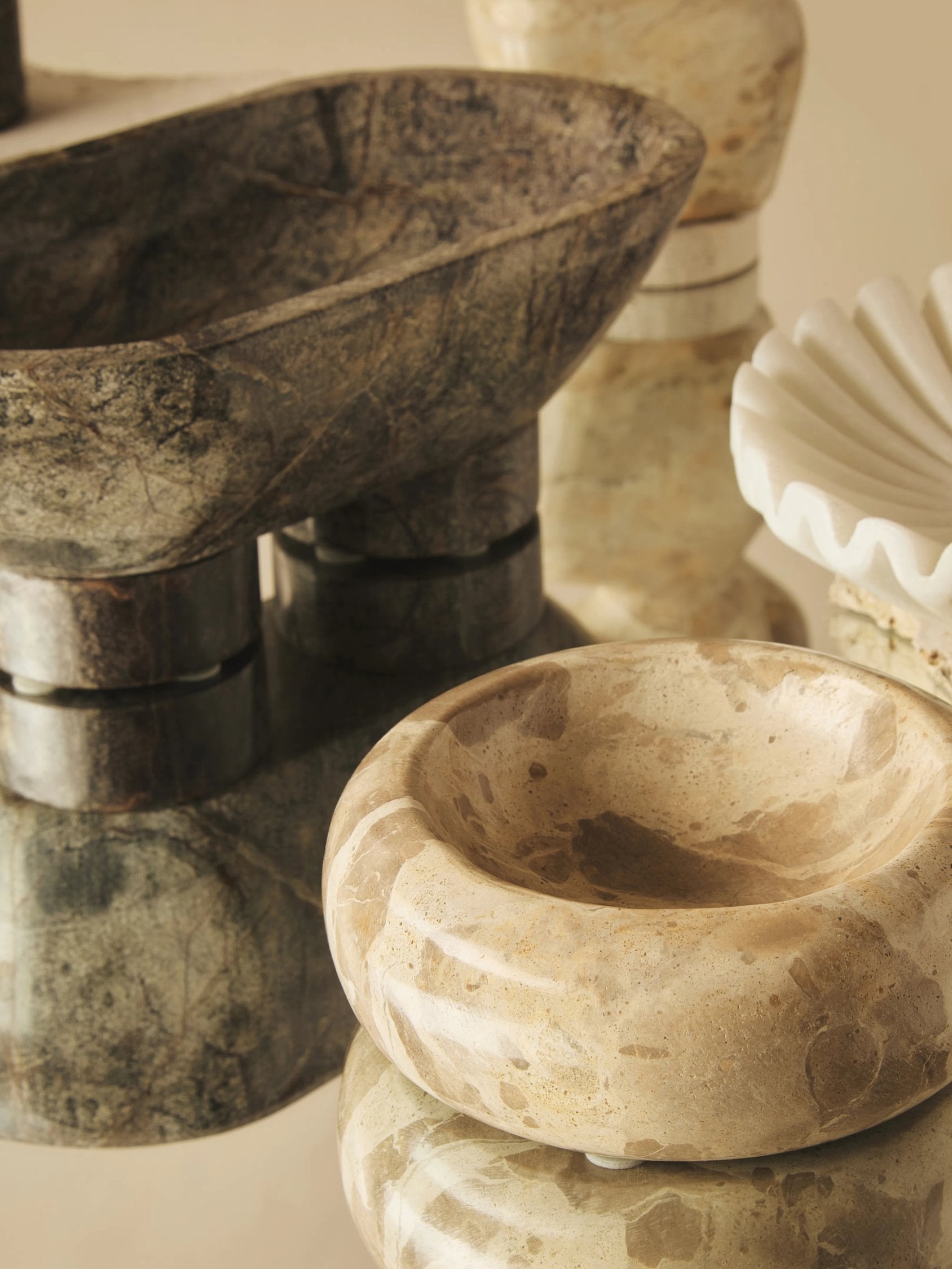 Sylvan Forest Green Marble Pedestal Bowl