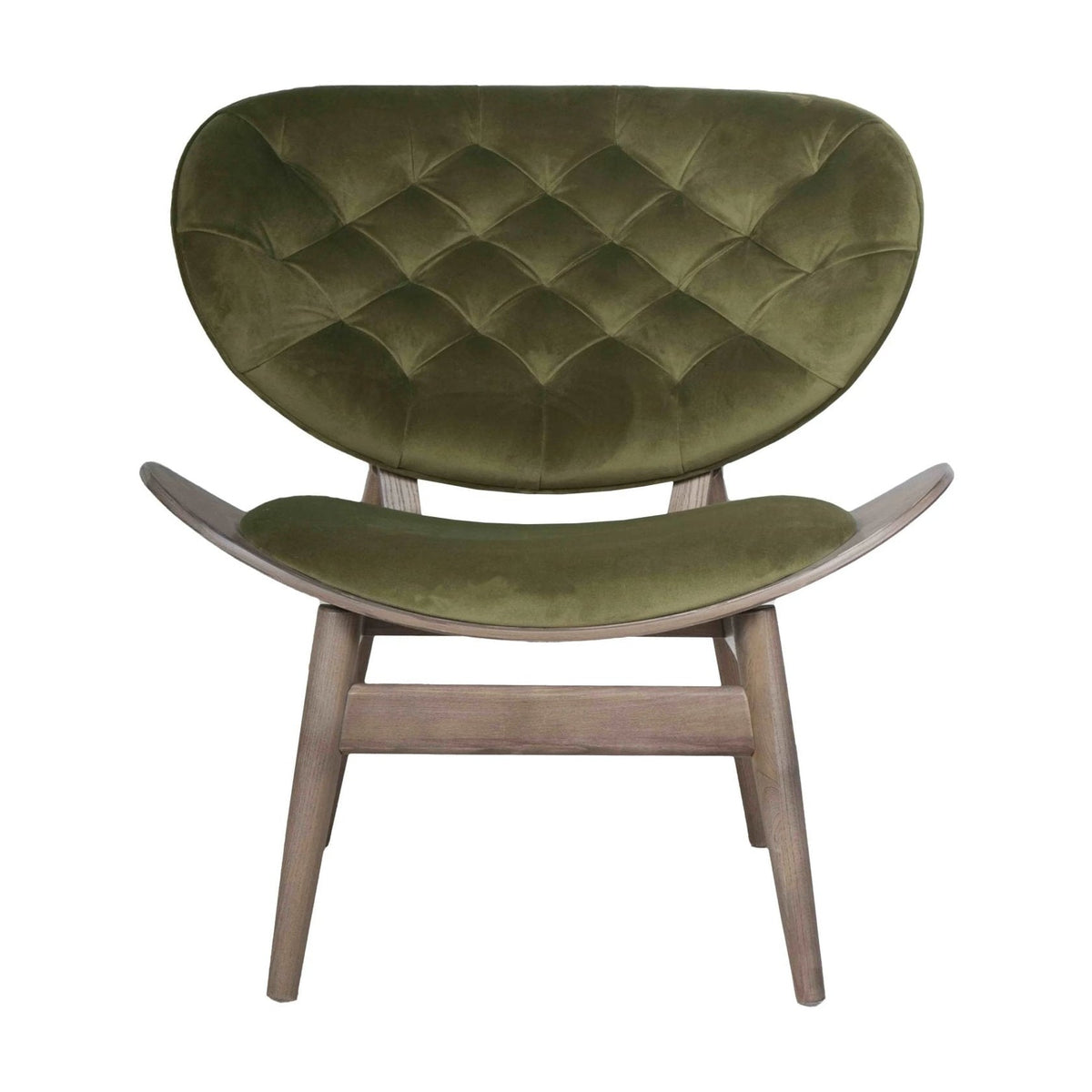 Windsor Green Velvet & Grey Elm Wood Chair