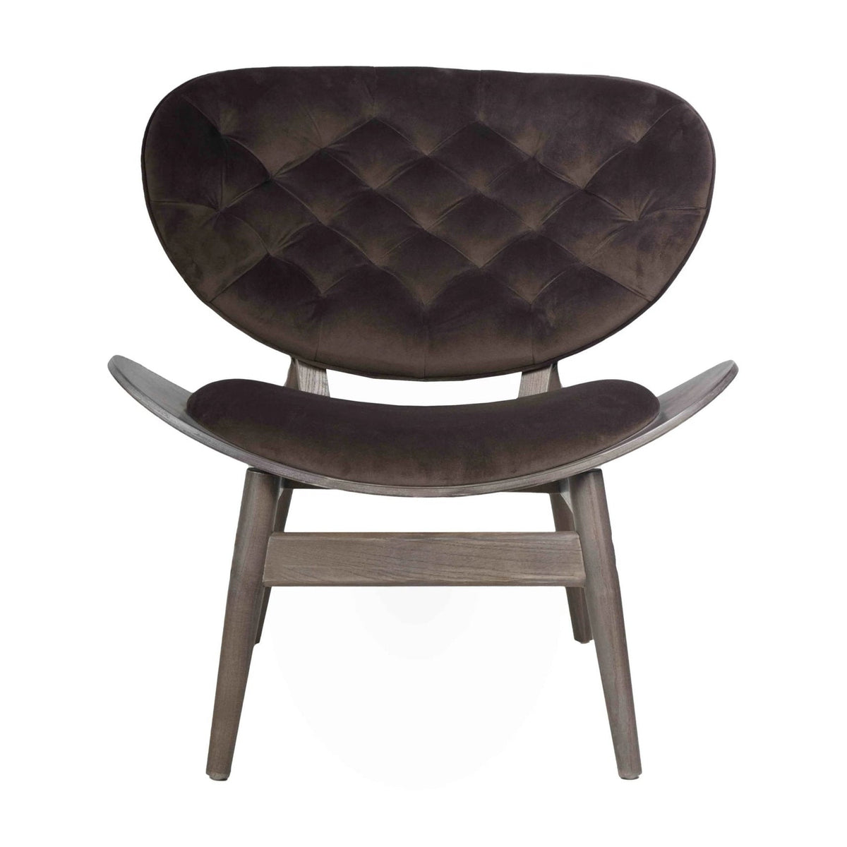 Windsor Brown Velvet & Dark Elm Wood Chair