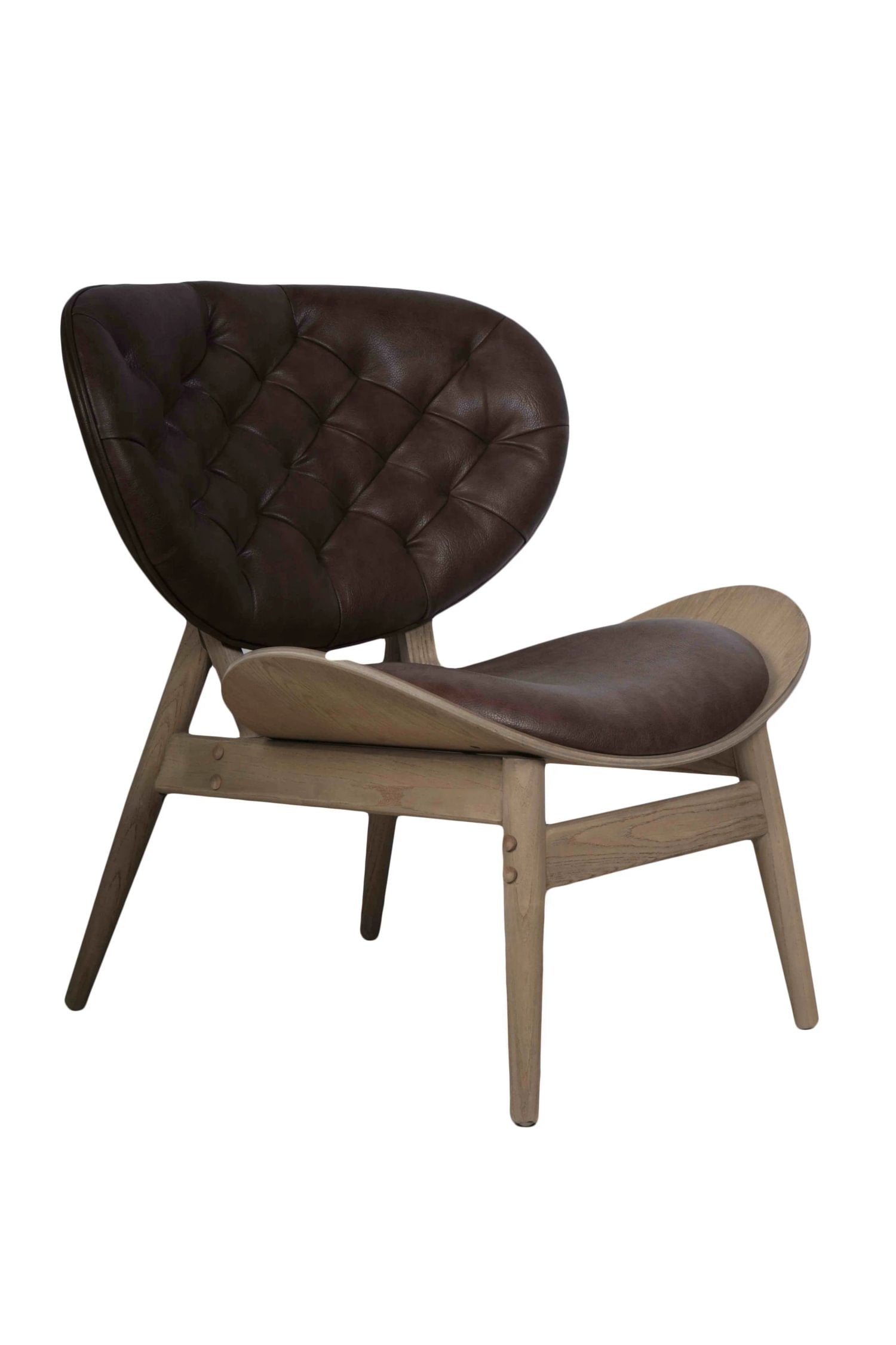 Windsor Brown Leather Effect & Elm Wood Chair