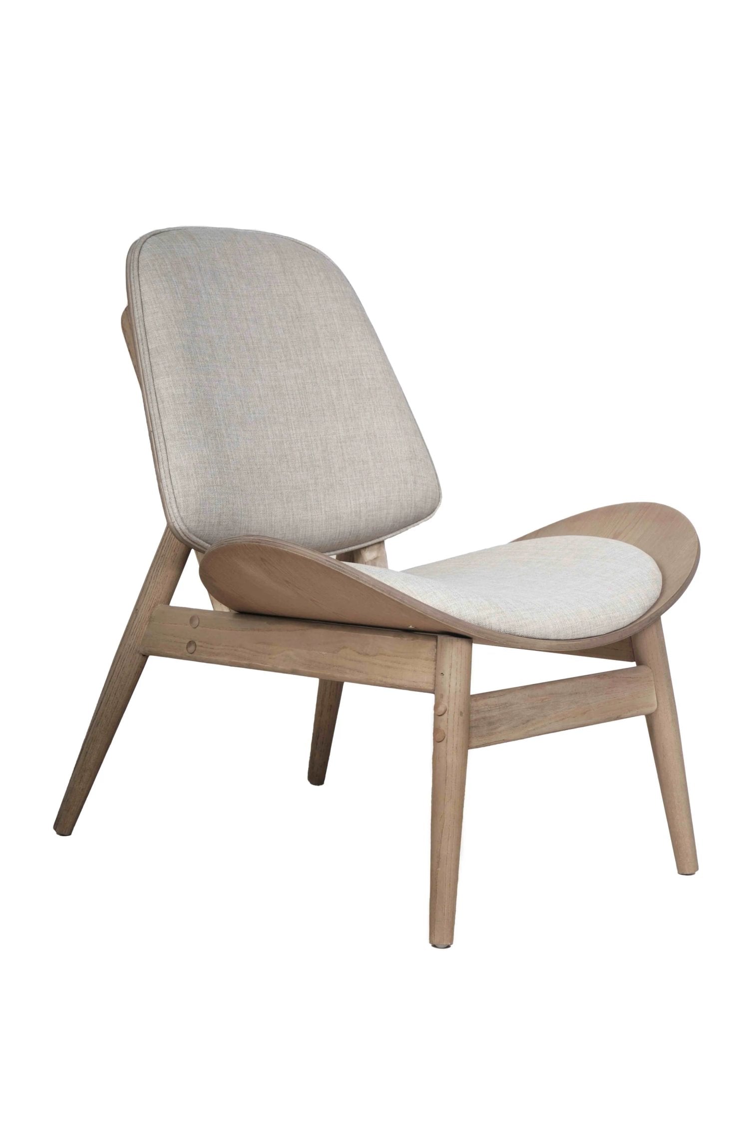 Windsor Beige Fabric & Washed Elm Wood Chair