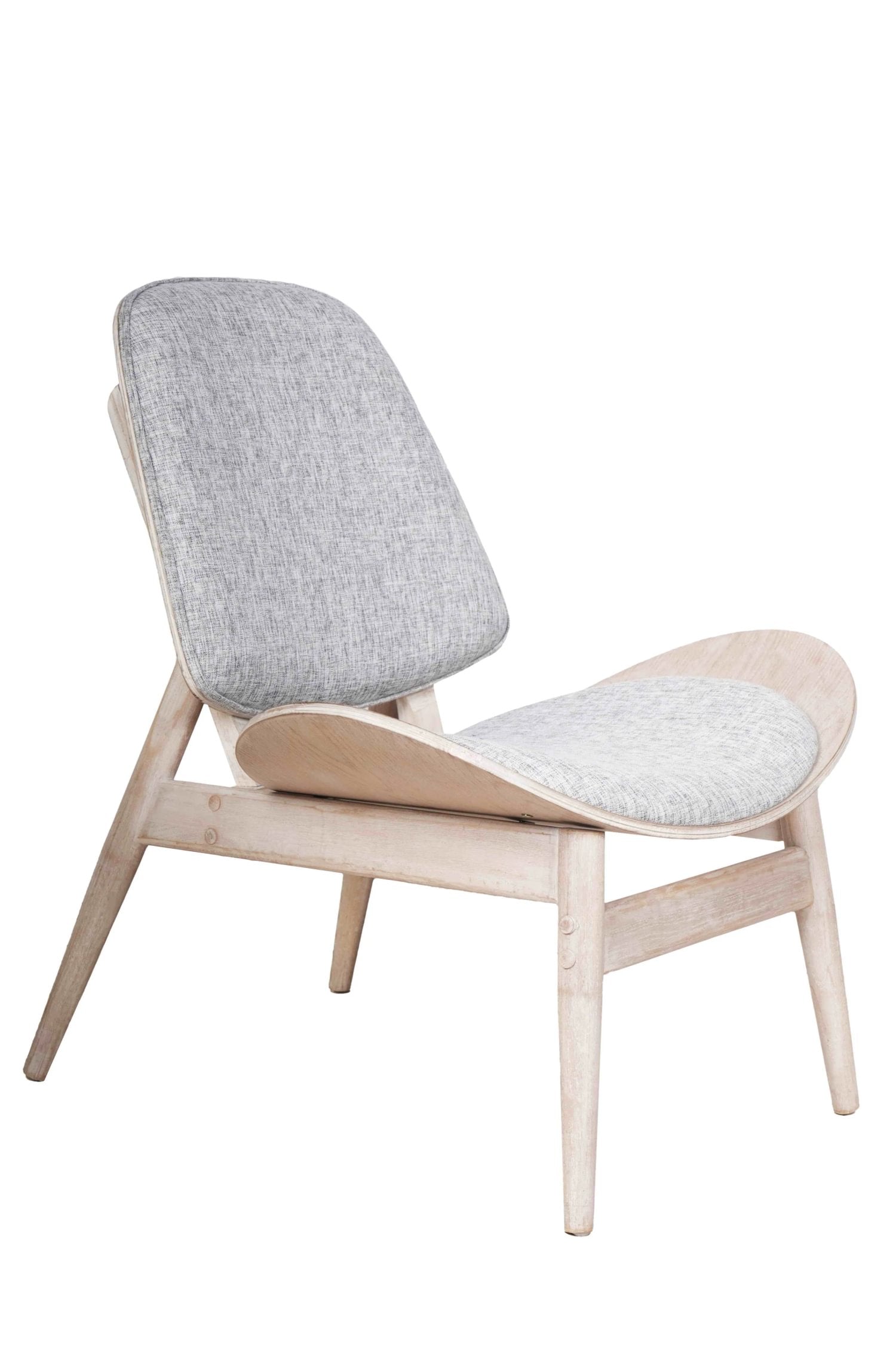 Windsor Grey Fabric & Washed Elm Wood Chair