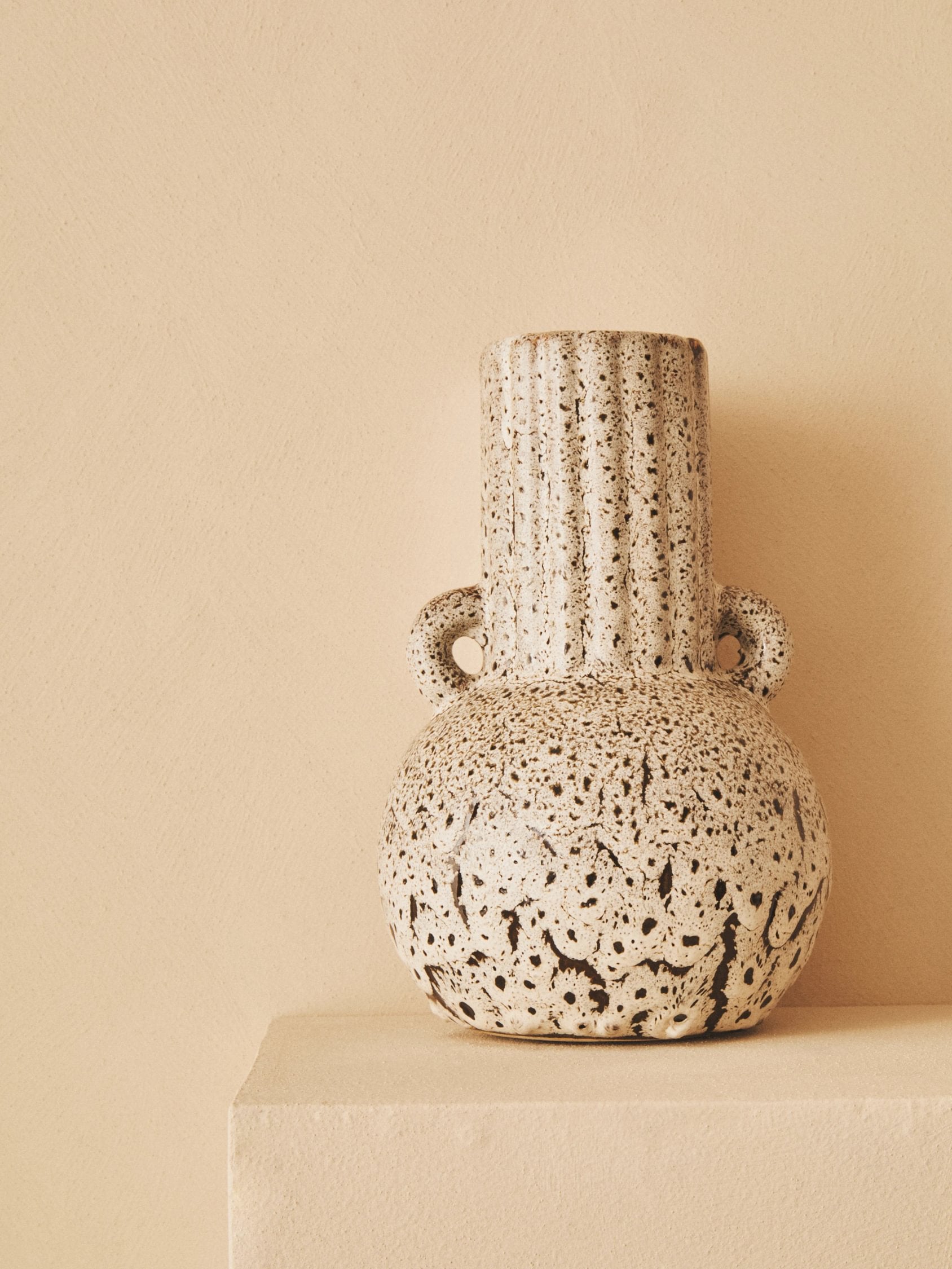 Earthen Small Speckled Brown Stoneware Vase