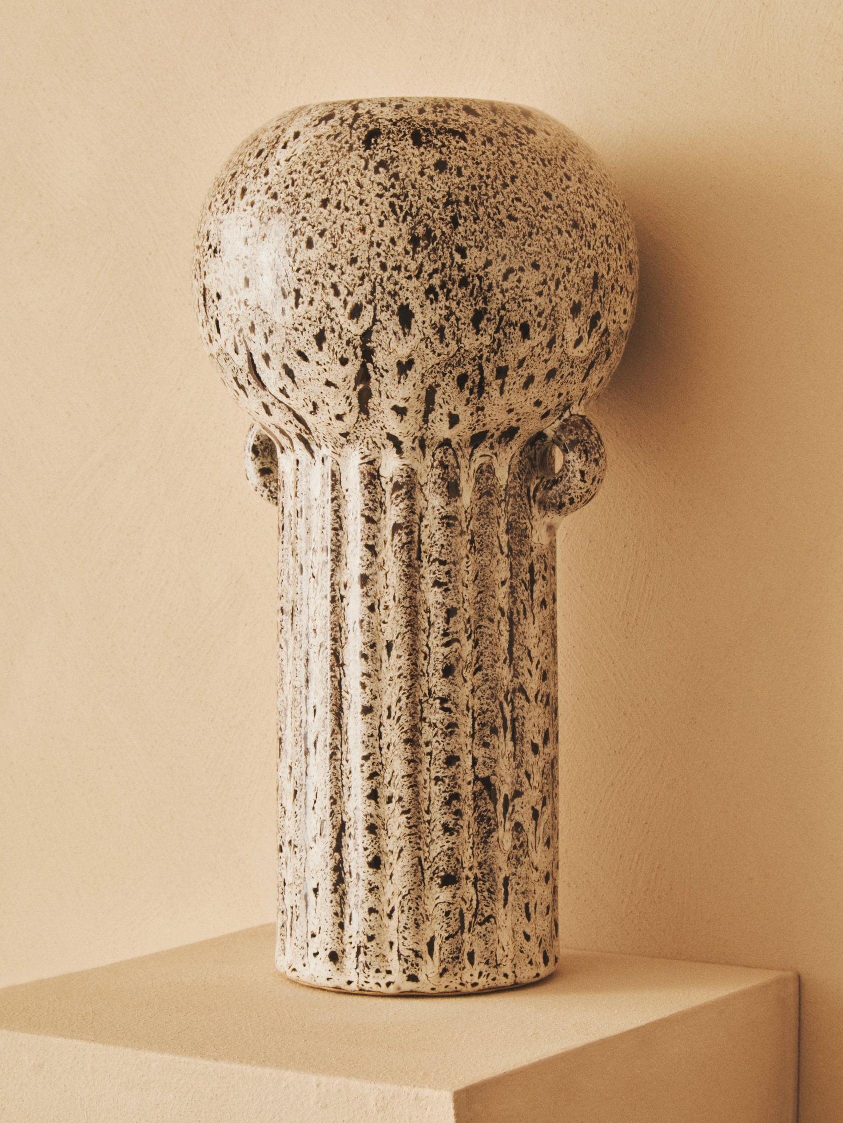 Earthen Large Speckled Brown Stoneware Vase